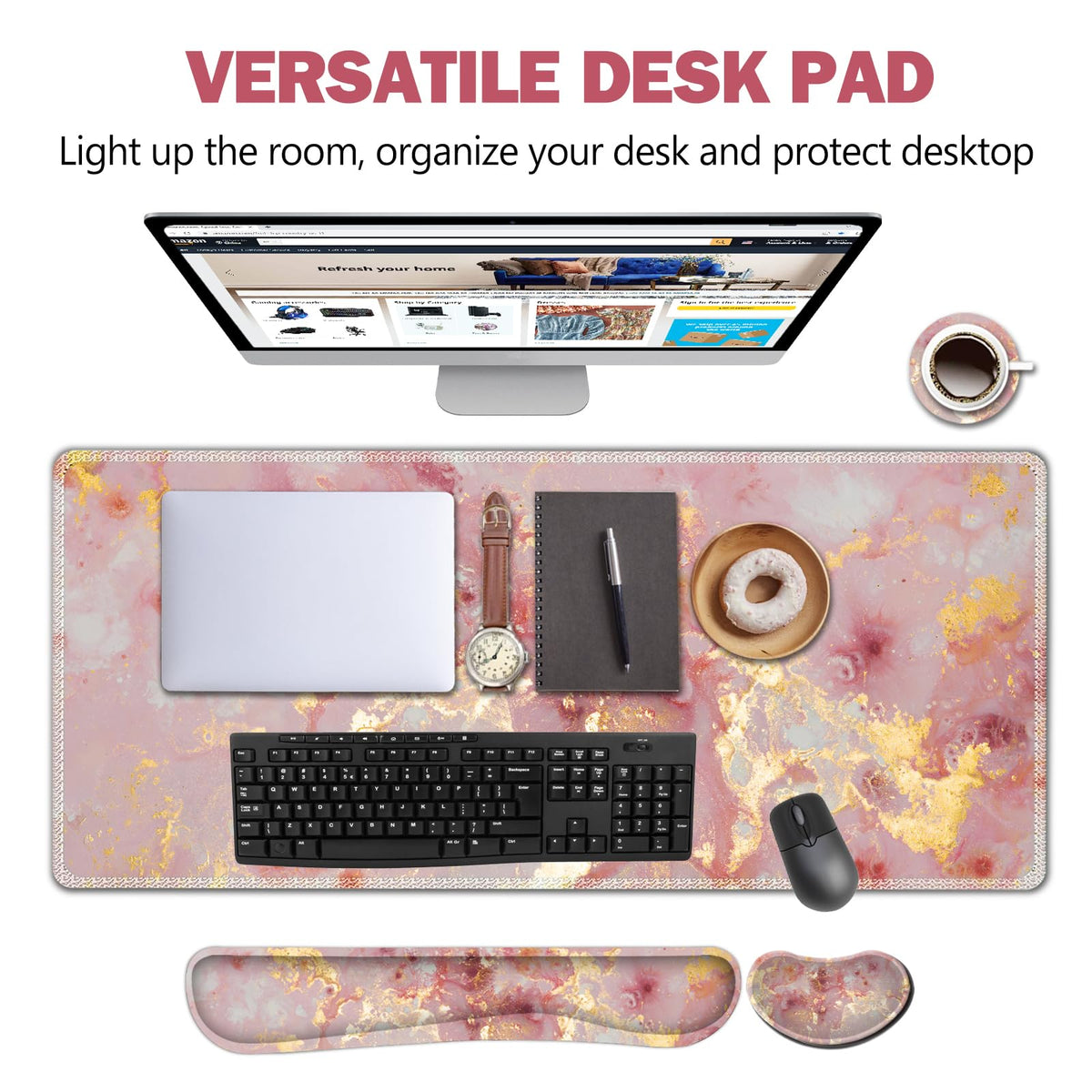 AIMSA Keyboard Mouse Pad Set, Large Gaming Mouse Pad +Wrist Rest Mouse Pad +Keyboard Wrist Support