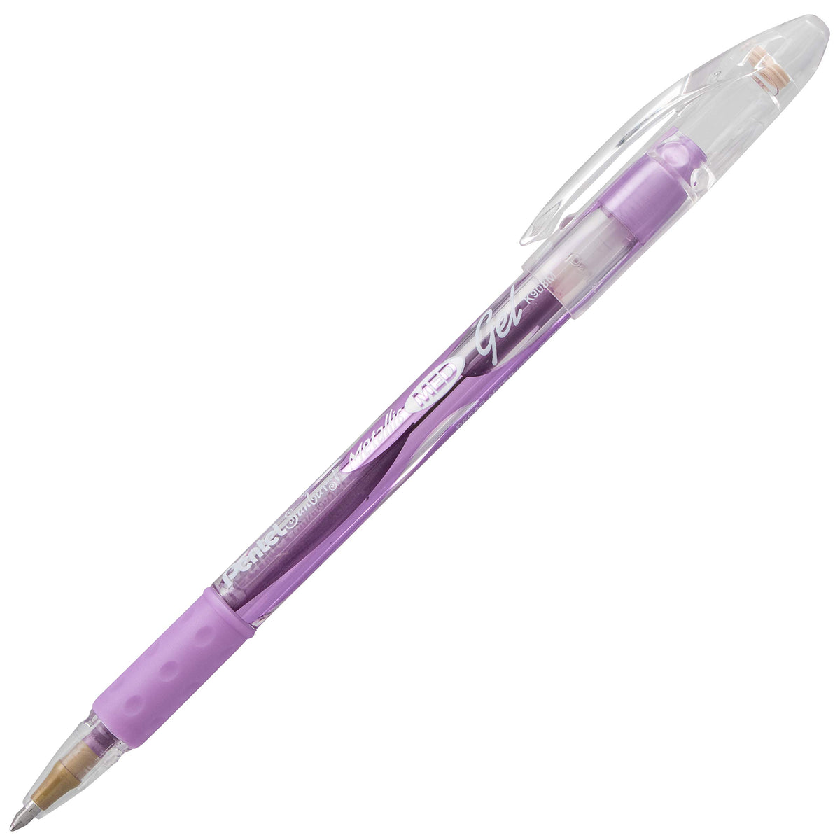 Pentel Sunburst Metallic Gel Pen, 0.8mm Tip Writes 0.4mm Line, Violet/Transparent Barrel Violet