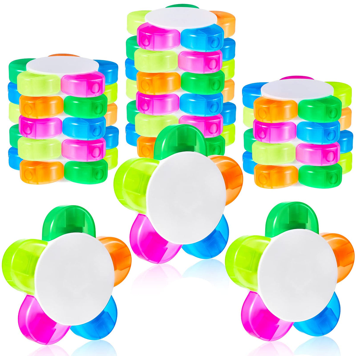 Outus 18 Pieces Petals Highlighters Assorted Colors 5 in 1 Pens Bulk
