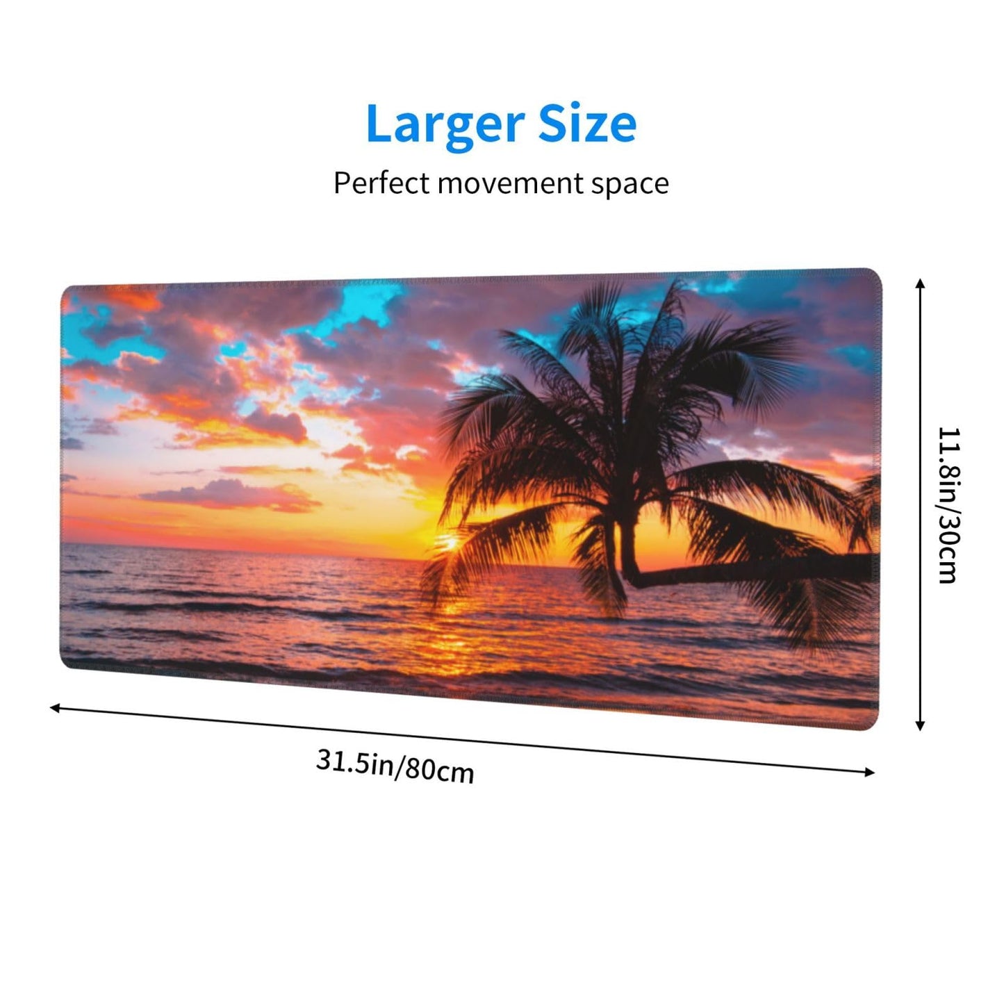 Beach Palm Tree Hawaii Tropical Summer Seaside Large Mouse Pad, Extended Big Keyboard Mouse Mat