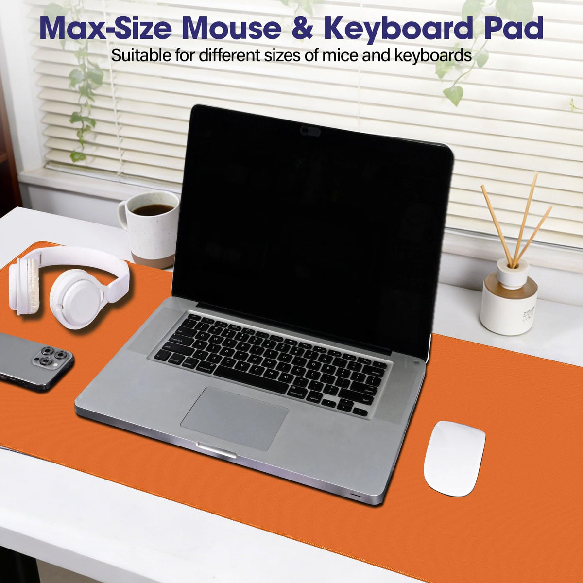31.5" x 15.7" Waterproof Fabric Keyboard Mat, Rubber Anti-Slip Base, Orange