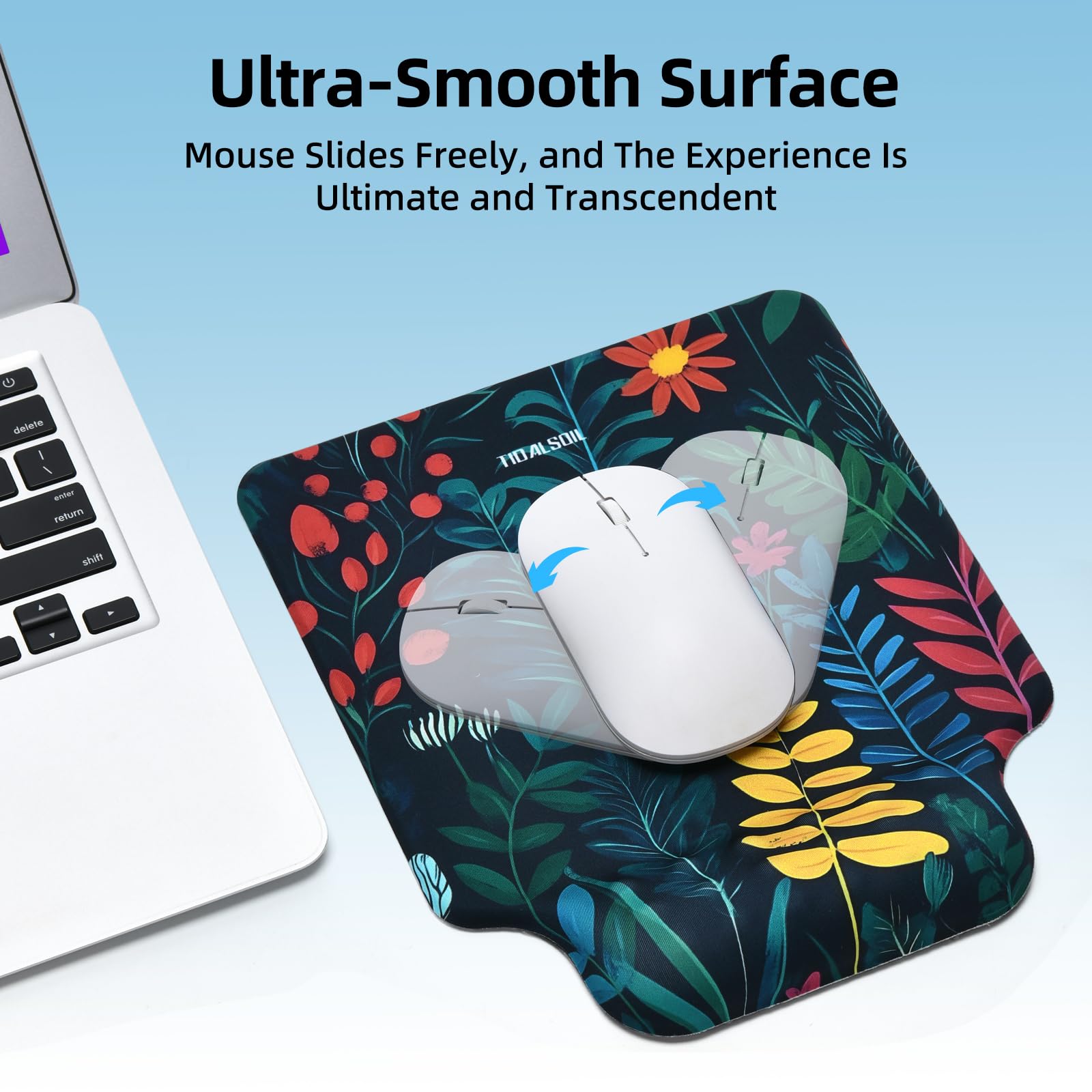 TIDALSOIL Ergonomic Mouse Pad with Memory Foam Wrist Support, Black