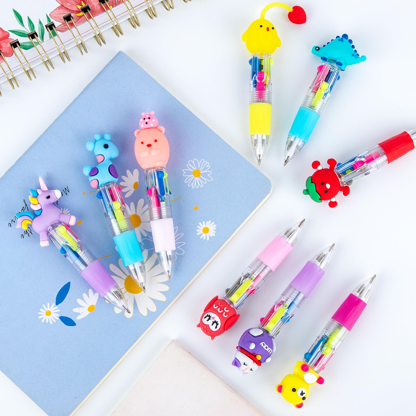 60-Pack Mini 4-in-1 Multicolor Ballpoint Pens for Kids, Bulk Party Favors