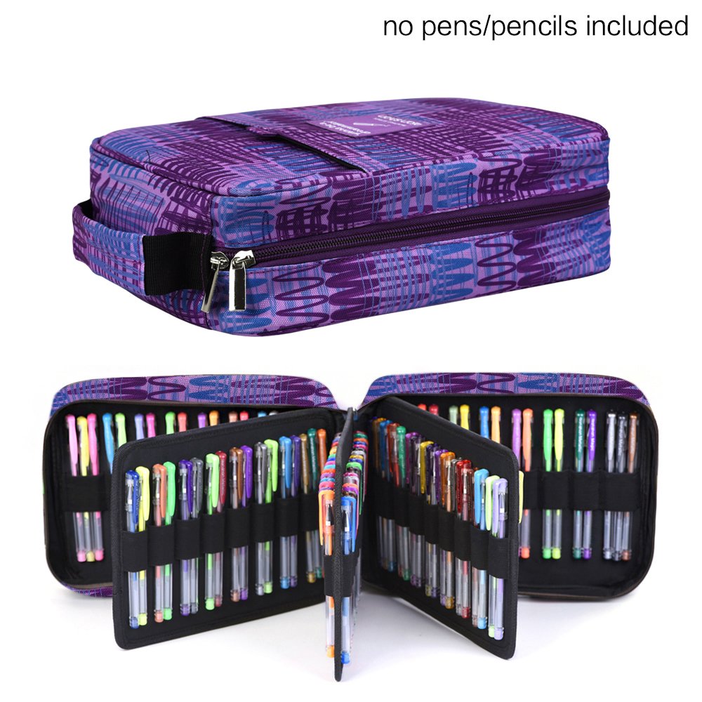 Pencil Case Holder Slot with Zipper Closure Large Capacity Pen Organizer