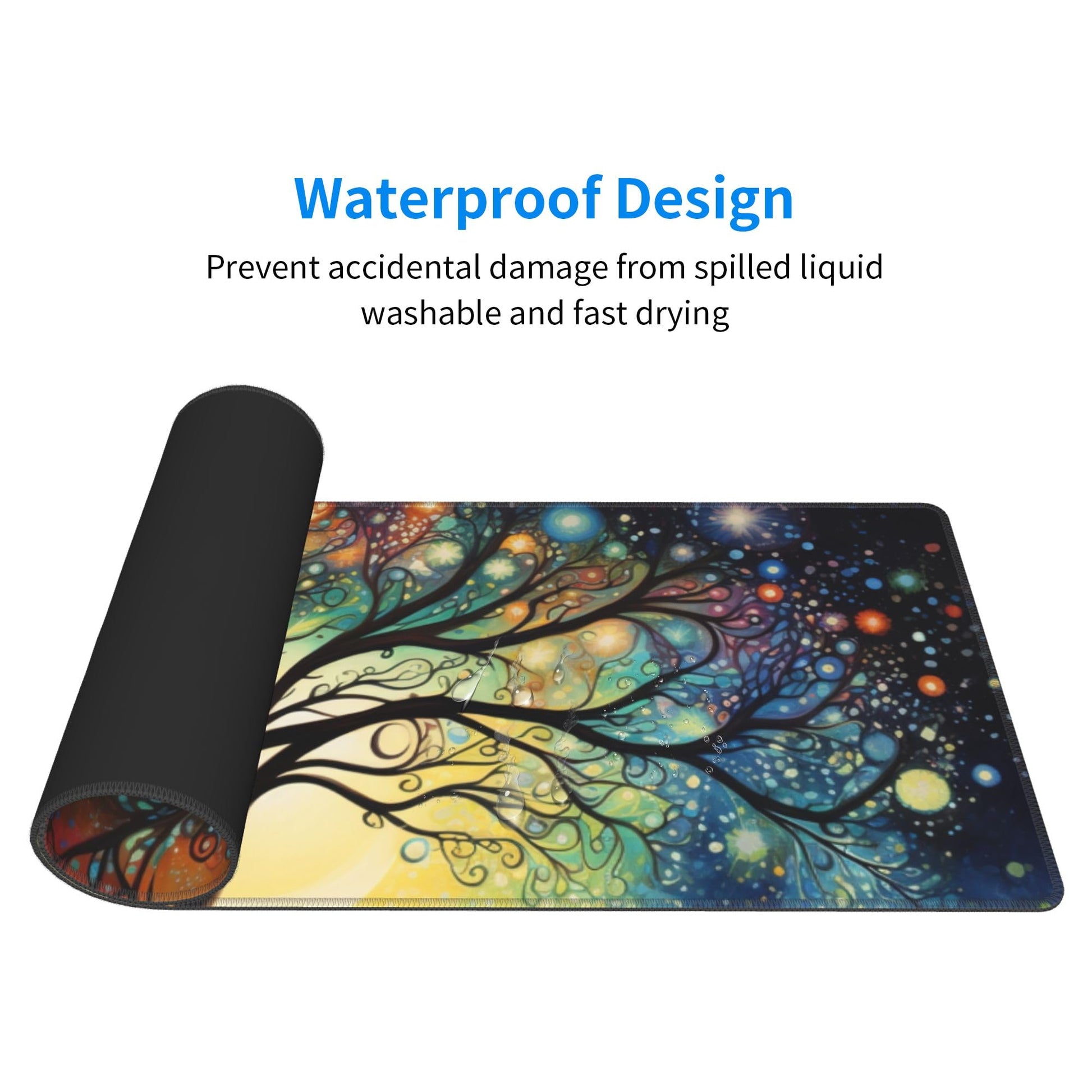 Large Gaming Cosmic Tree Design Mouse Pad 31.5 x 12 Inch, Non-Slip Base, Water Resistant, Ideal for
