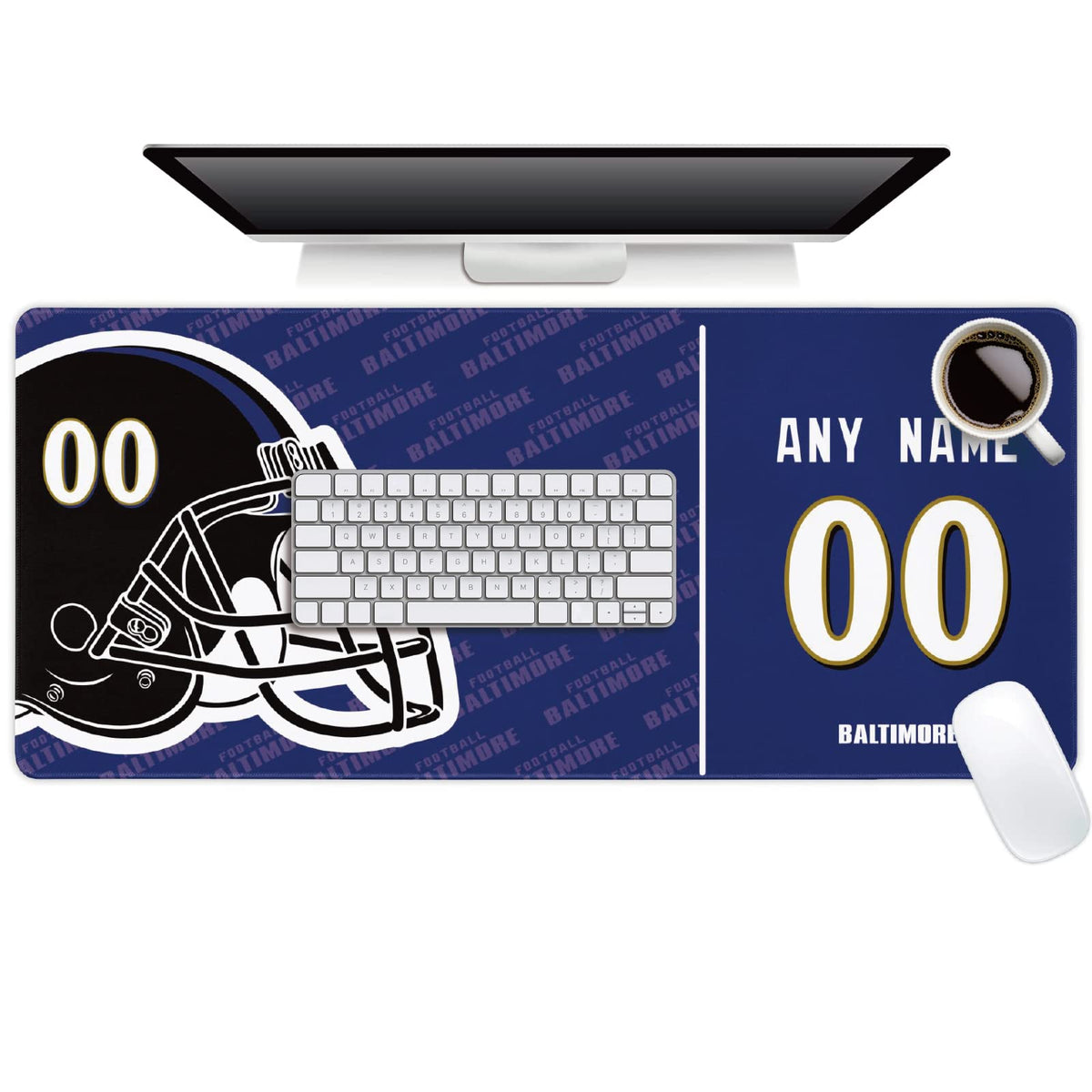 Baltimore Mouse Pad Custom any Name and Number Desk Pad for Men Women Youth Gifts