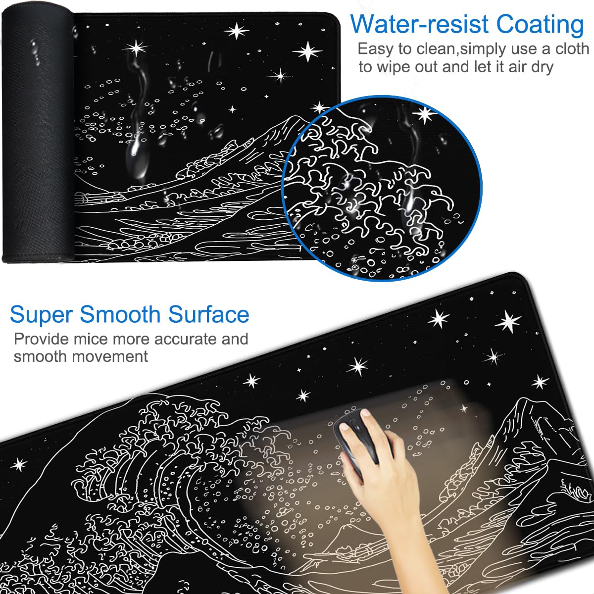 Large Mouse Pad, 31.5x15.7 inch Large Extended Gaming Computer Keyboard Mouse Mat, Water Resist