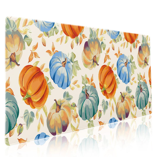 Watercolor Fall Pumpkins Gaming Mouse Pad XXL Autumn Leaves Extended Big Large Desk Mat Non-Slip
