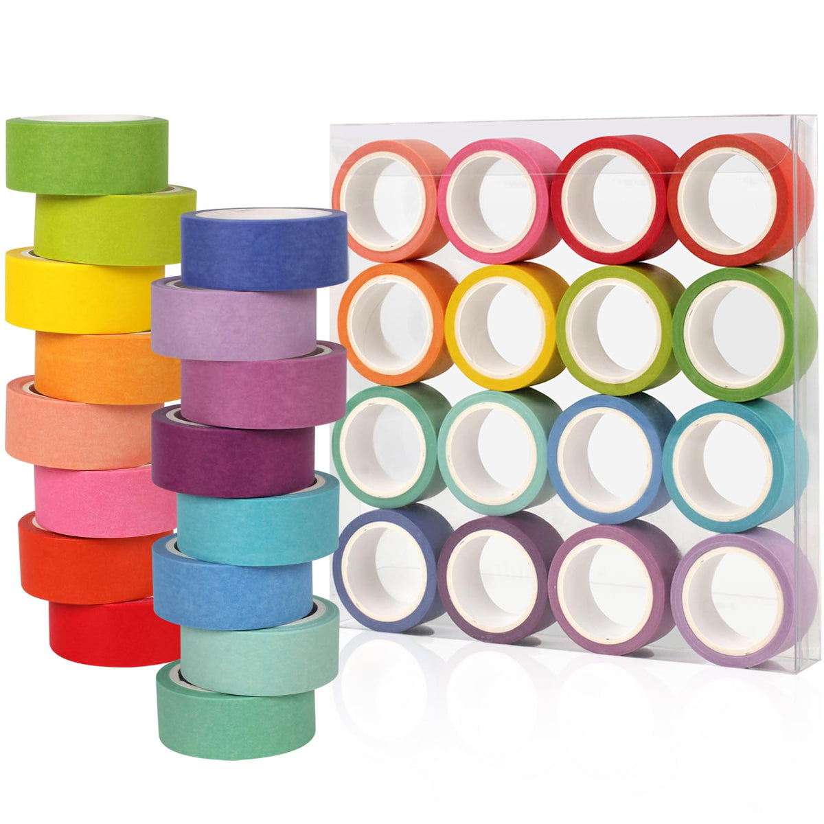 Phinus Washi Tape Set, 16 Pack Decorative Tape, Multicolor, 15mm x 3m, Reusable, Ideal for Gift