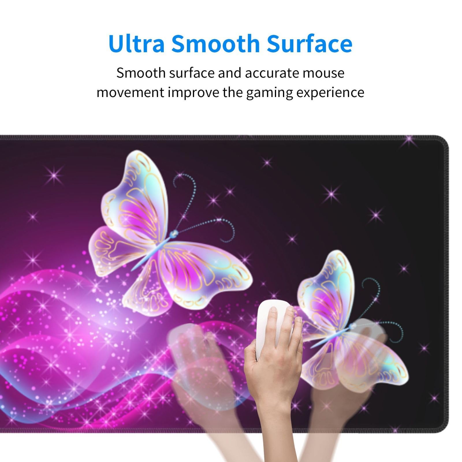Butterfly Mouse Pad XL Large Mousepad Non Slip Rubber Base Desk Mat for Laptop Computer Gaming