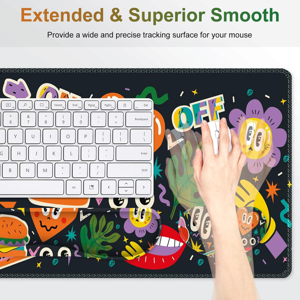 NXZGO Large Gaming Mouse Pad Set, 4 in 1 Extended Keyboard Desk Mat with Wrist Rest, Computer Game