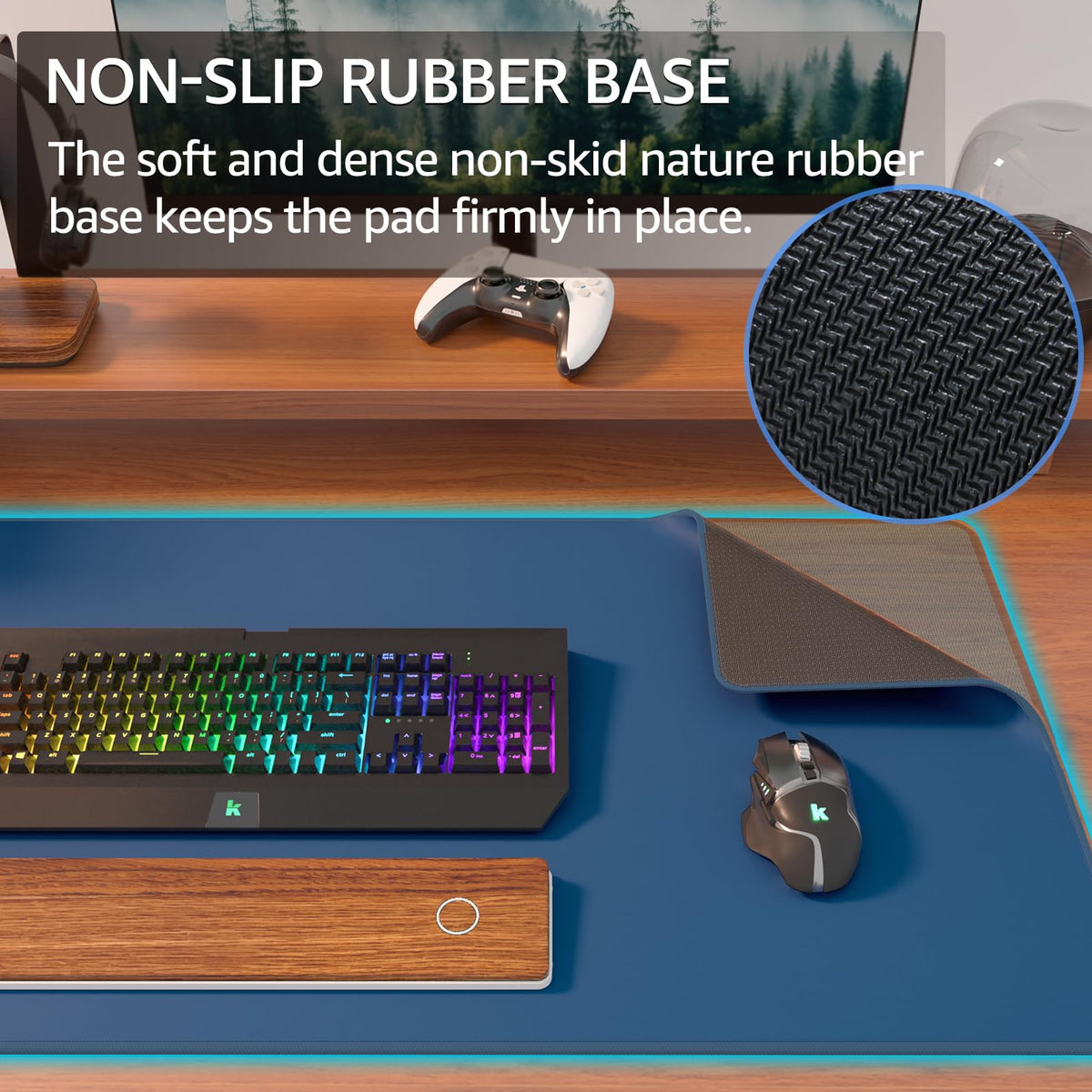 KTRIO Large Gaming Mouse Pad, Desk Mat, 31.5 x 15.7 in, Navy Blue, XXL