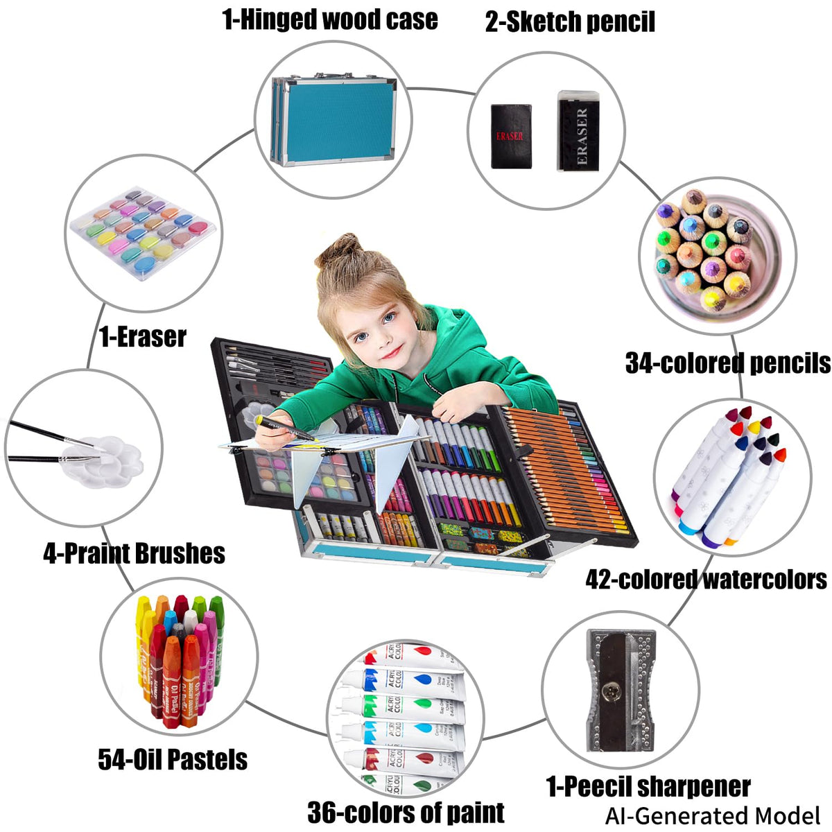 KINSPORY Deluxe Art Supplies Kit for Kids, Boys, Girls, Teens, Ages 5-12, with Sketch Pad
