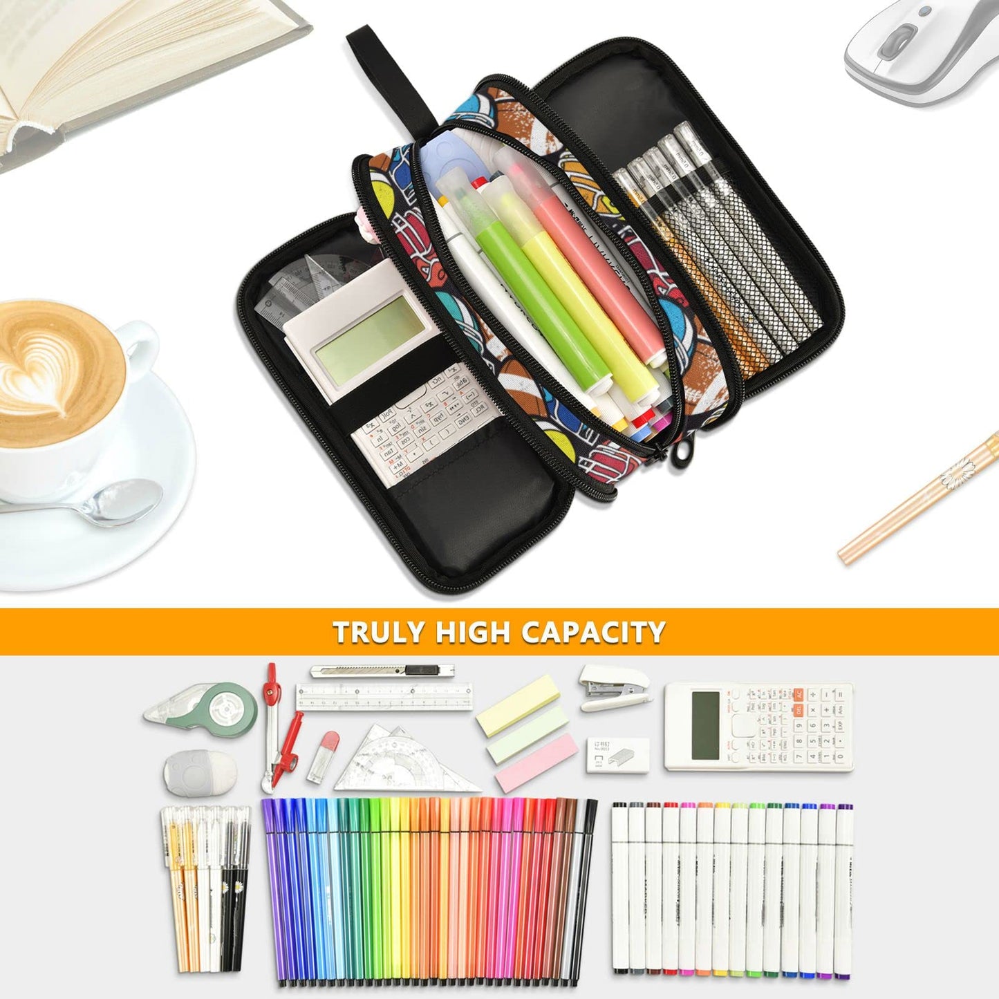 XUWU Football Large Capacity Pencil Case Pencil Pouch Pen Box