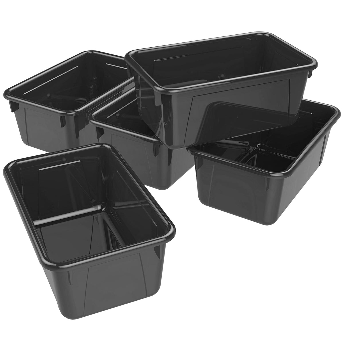 Storex Small Cubby Bins – Plastic Storage Containers for Classroom, 12.2 x 7.8 x 5.1 inches, Black