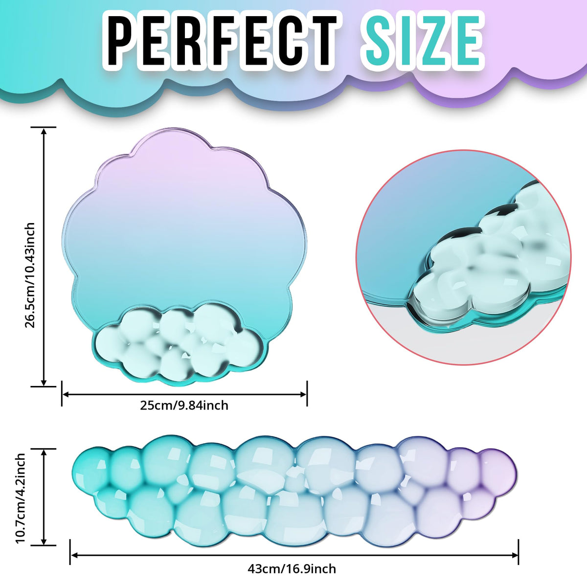 Cloud Wrist Rest Gel Set — Ergonomic Cloud Wrist Rest Keyboard and Mouse, Non-Slip Desk Accessories