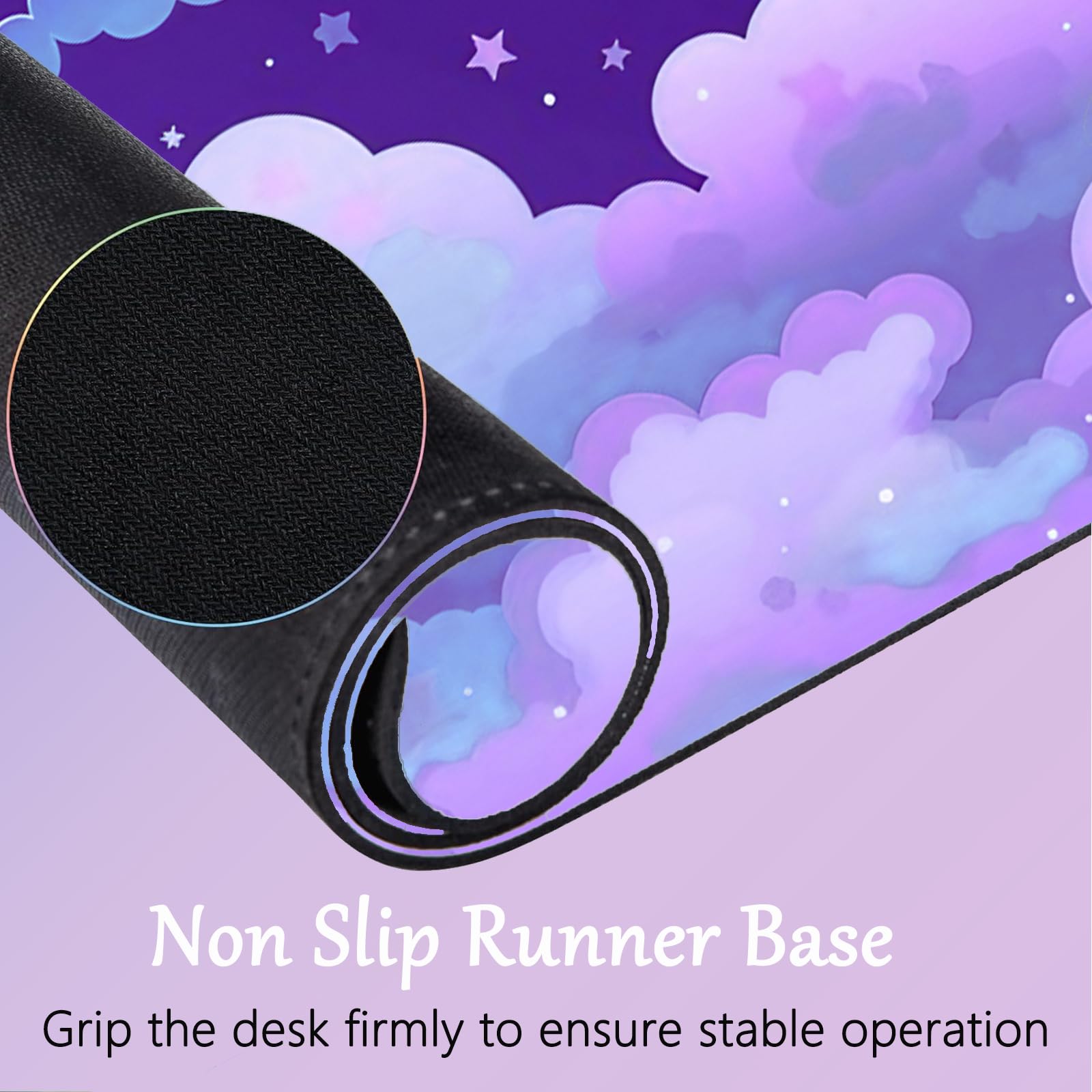 Purple Cloud Mouse Pad Cloud Keyboard Wrist Rest for Computer Keyboard Extended Large Desk Mat Pad