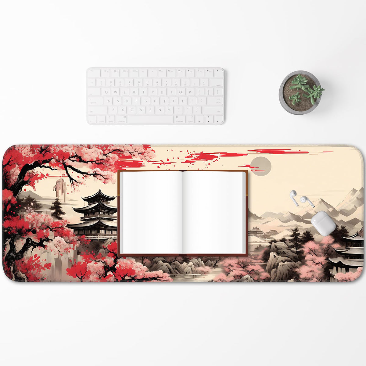 Japanese Sakura Gaming Mouse Pad, Non-Slip Rubber Base, Stitched Edges, for Office, Gaming, Home