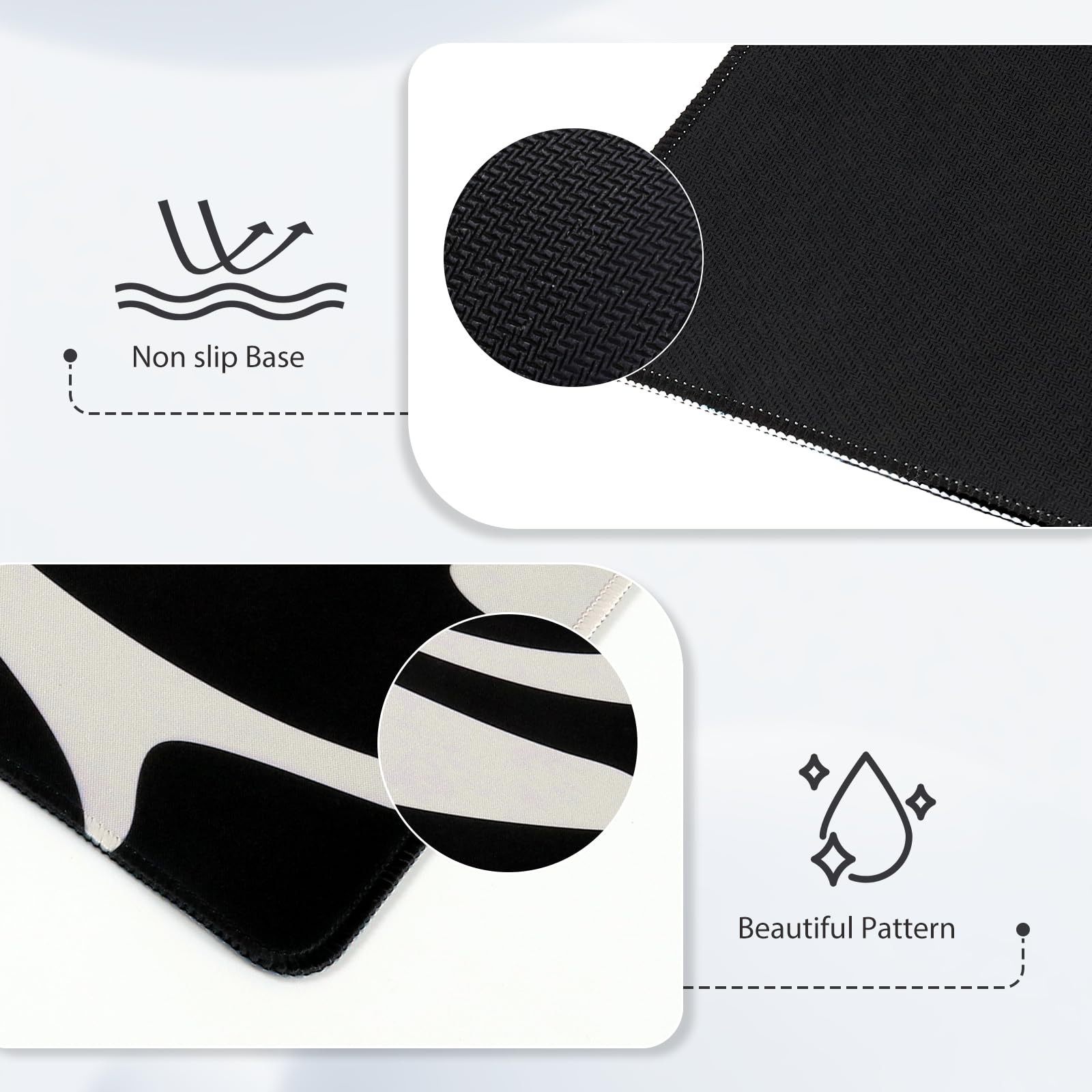 iCasso Desk Mat,Cute Desk Pad Mat,Black Topographic