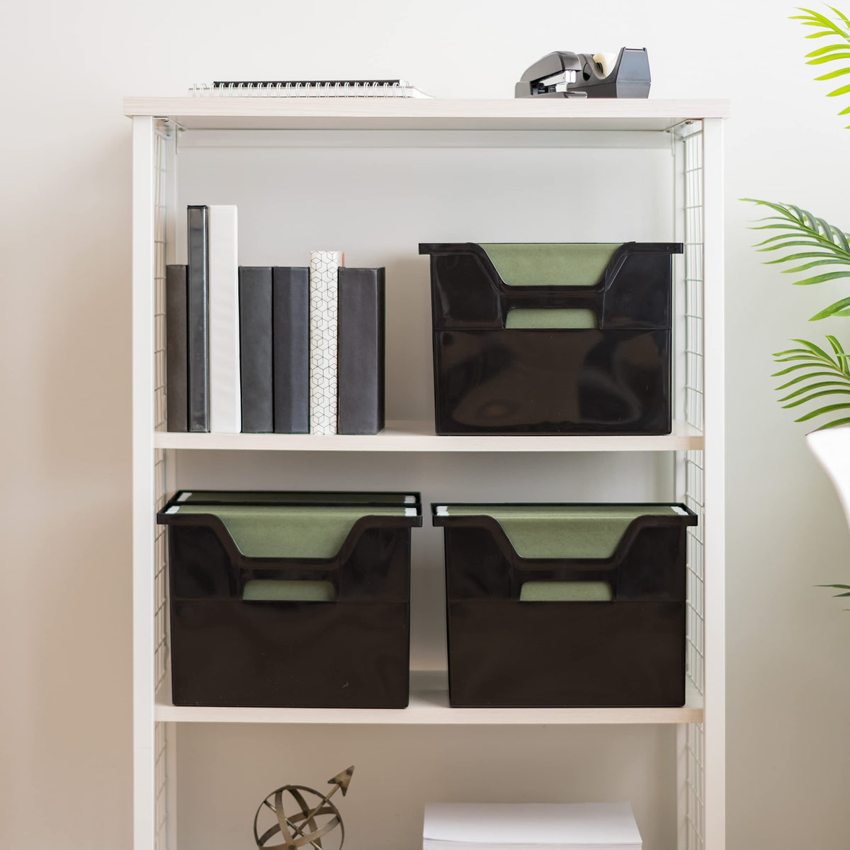 IRIS USA 6-Pack Medium Desktop File Box with Open Lid, Black
