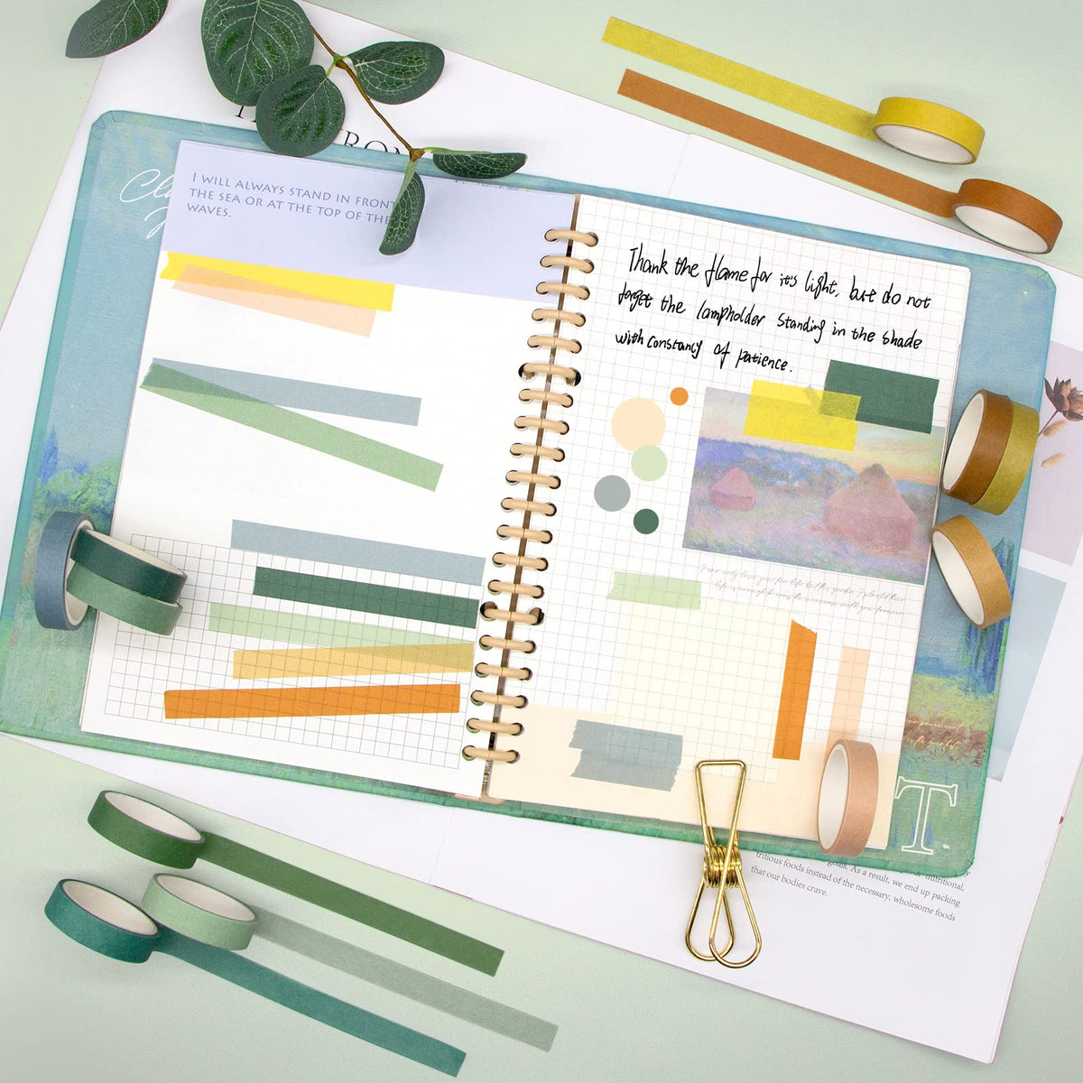 MOOKER 39 Rolls Washi Tape Set - Morandi Colored Masking Tape, Thin Vintage Tape for Journaling