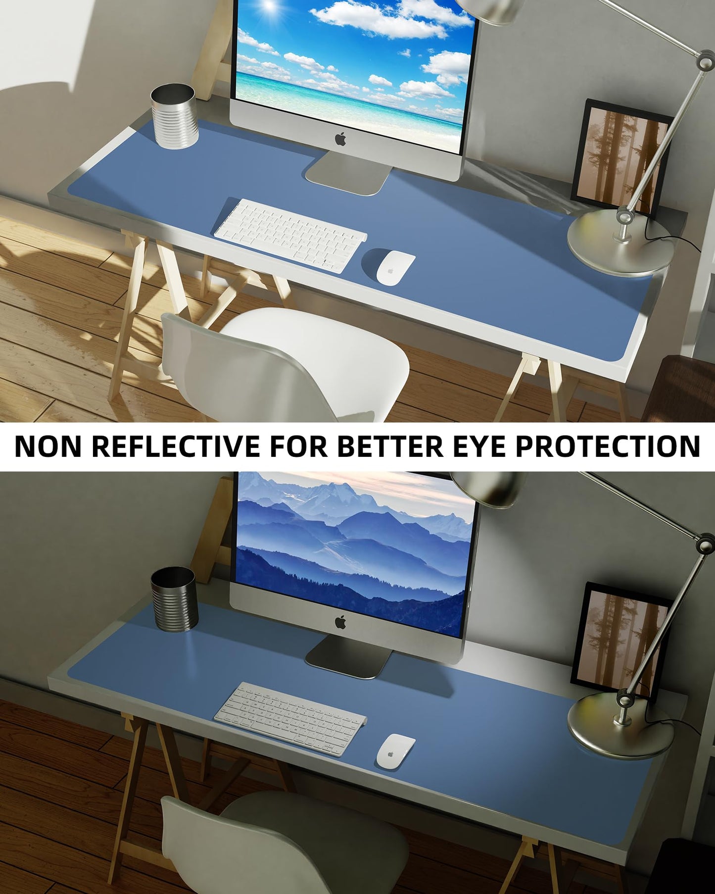 AFIING Leather Desk Pad Protector,Mouse Pad,Office Desk Mat, Non-Slip PU Leather Desk Blotter,Large