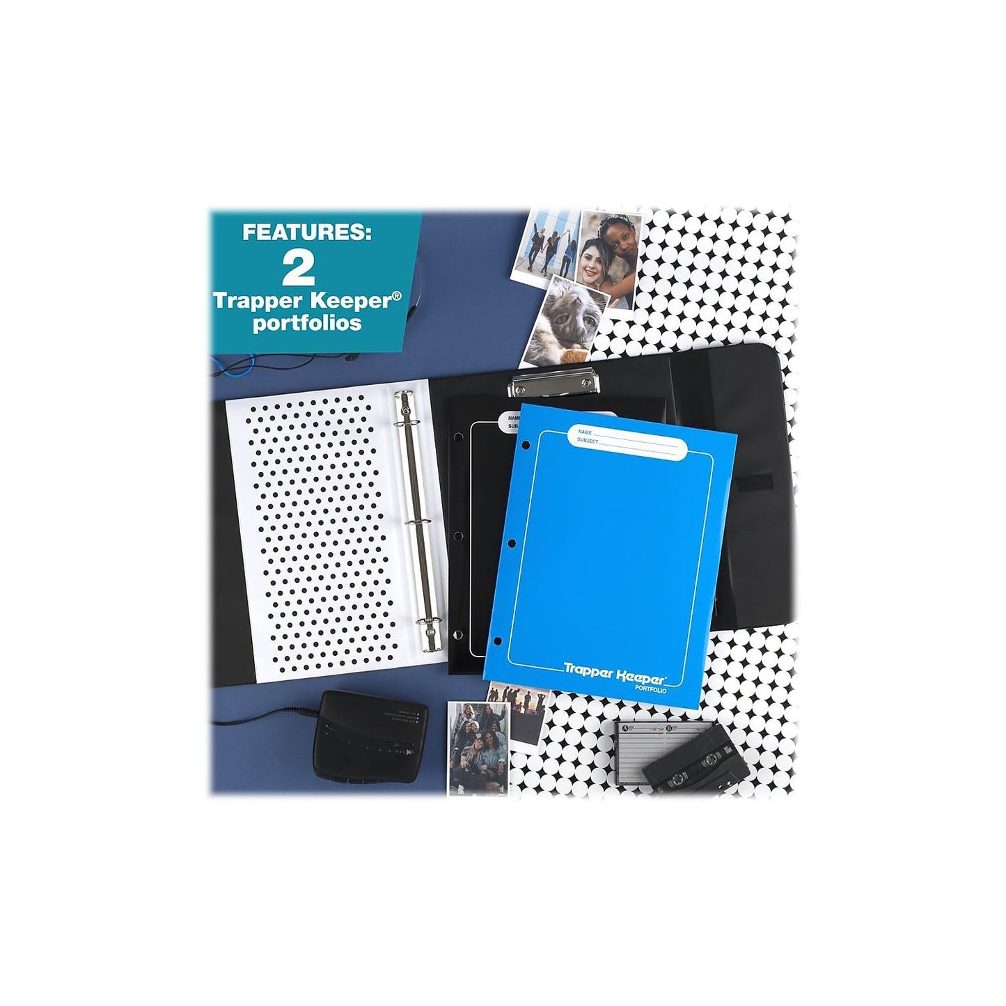 Mead Trapper Keeper Binder, Retro Design, 1 Inch Binder with Folders and Pockets, Holds 8-1/2" x