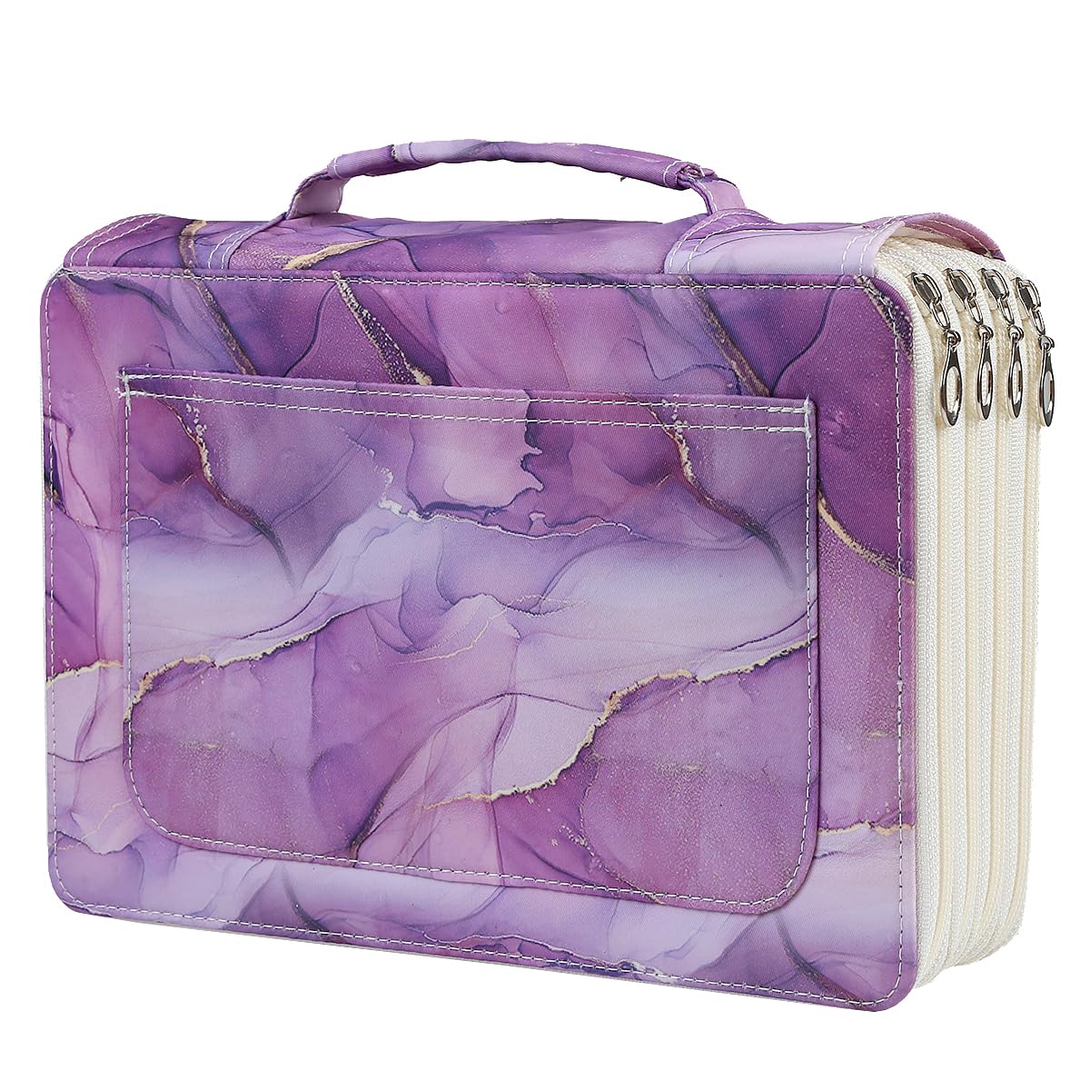 Lbxgap 200 Individual-Slots Pencil Case 4-Layer Zipped Holder w/Handle