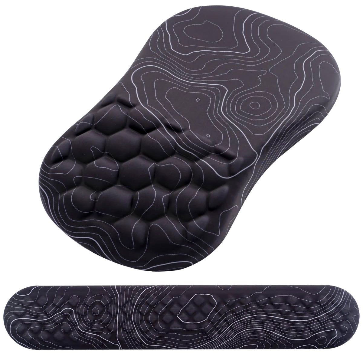 Mouse Pad Wrist Support, Laokiiy 2 in1 Keyboard Wrist Rest+ Ergonomic Mouse Pad, Non-Slip Wrist
