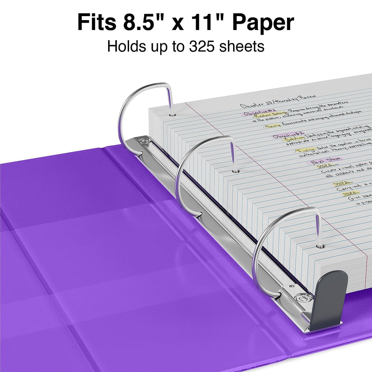 Staples Heavy-Duty 1.5-Inch 3-Ring View Binder, Purple, 3-Pack