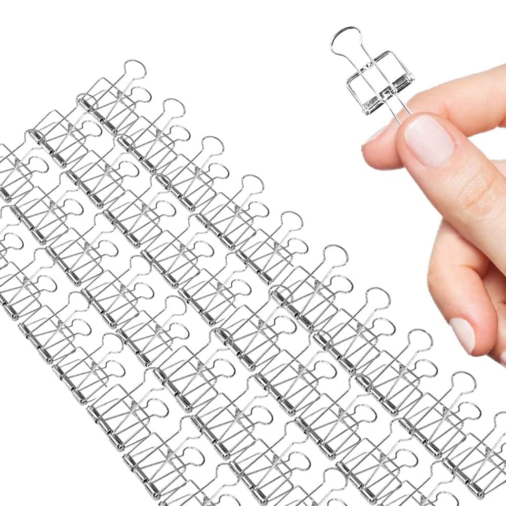 Small Binder Clips, 36 Pack, 3/4 Inch, Standard 19mm, Hollow Out Silver, Capacity 0.31 Inch, Fold