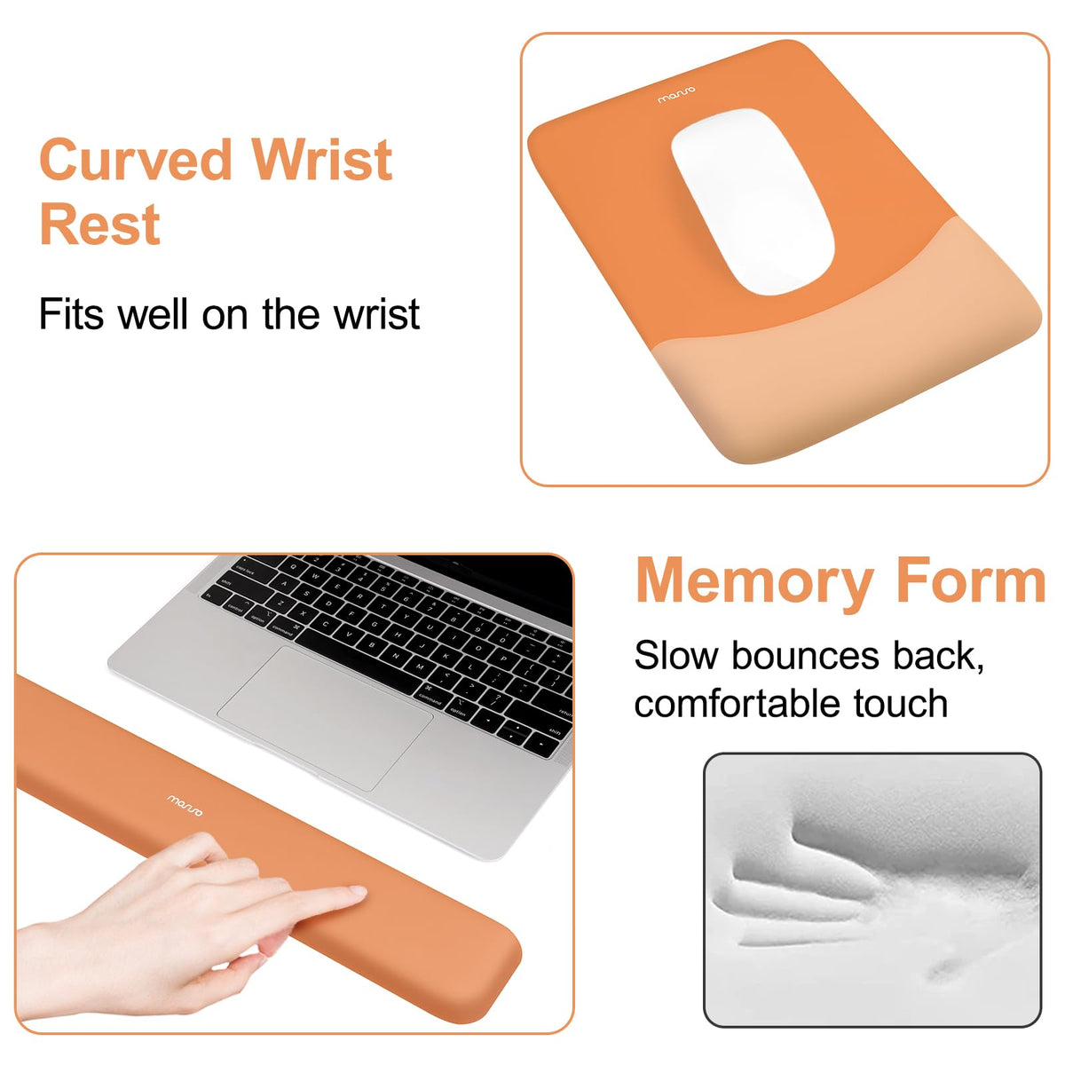 MOSISO Wrist Rest Support Mouse Pad & Keyboard Set, Cosmic Orange