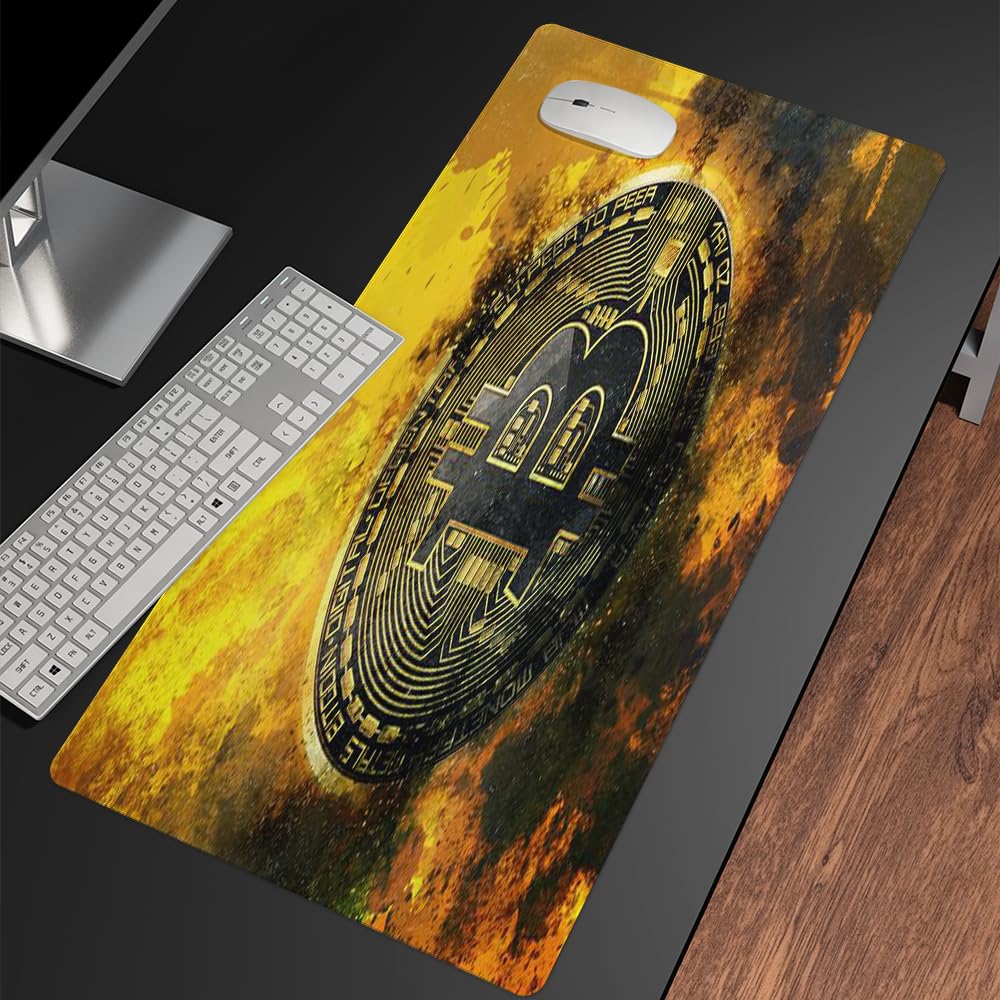Reateforin Gold Bitcoin Coin Inspirational Quote Mouse Pad, Motivational Mouse Pad for Desk