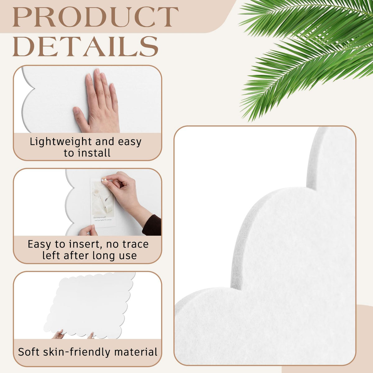 Mooliwe Scalloped Felt Bulletin Cork Board Foldable White 24 * 18 Inch