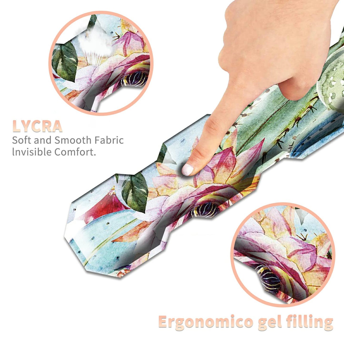 Cactus Succulent Keyboard Wrist Support Pad Mouse Pad with Wrist Rest Matching Coasters, Ergonomic