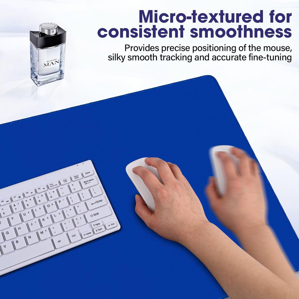 31.5" x 15.7" Waterproof Fabric Office Desk Pad, Rubber Anti-Slip Base,Blue