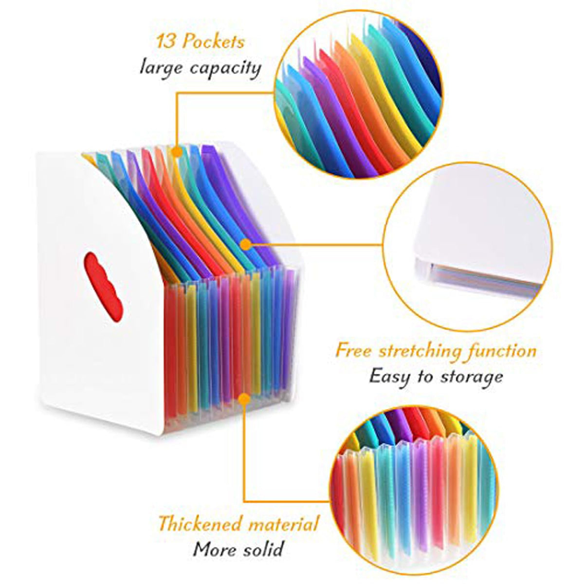 SAYEEC 13 Pockets Vertical Expanding File Folder Plastic Accordion File Organizer Desk Stand