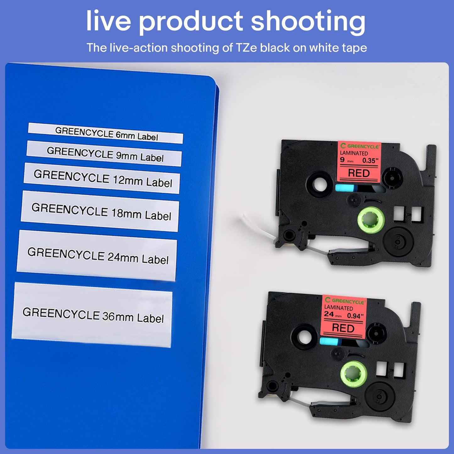GREENCYCLE 4 Pack 24mm Red Label Tape Compatible for Brother P-Touch TZe-451 TZ-451 24mm 0.94"