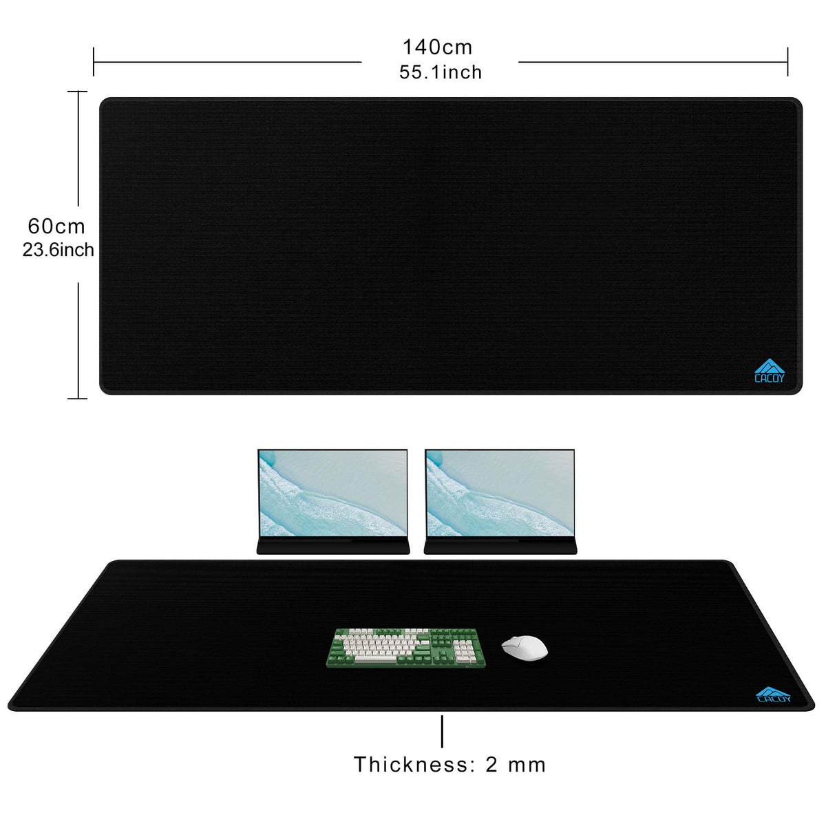 Cacoy 55"x24" Oversized Gaming Mouse Pad Computer Desk Mat for Gamer, Black