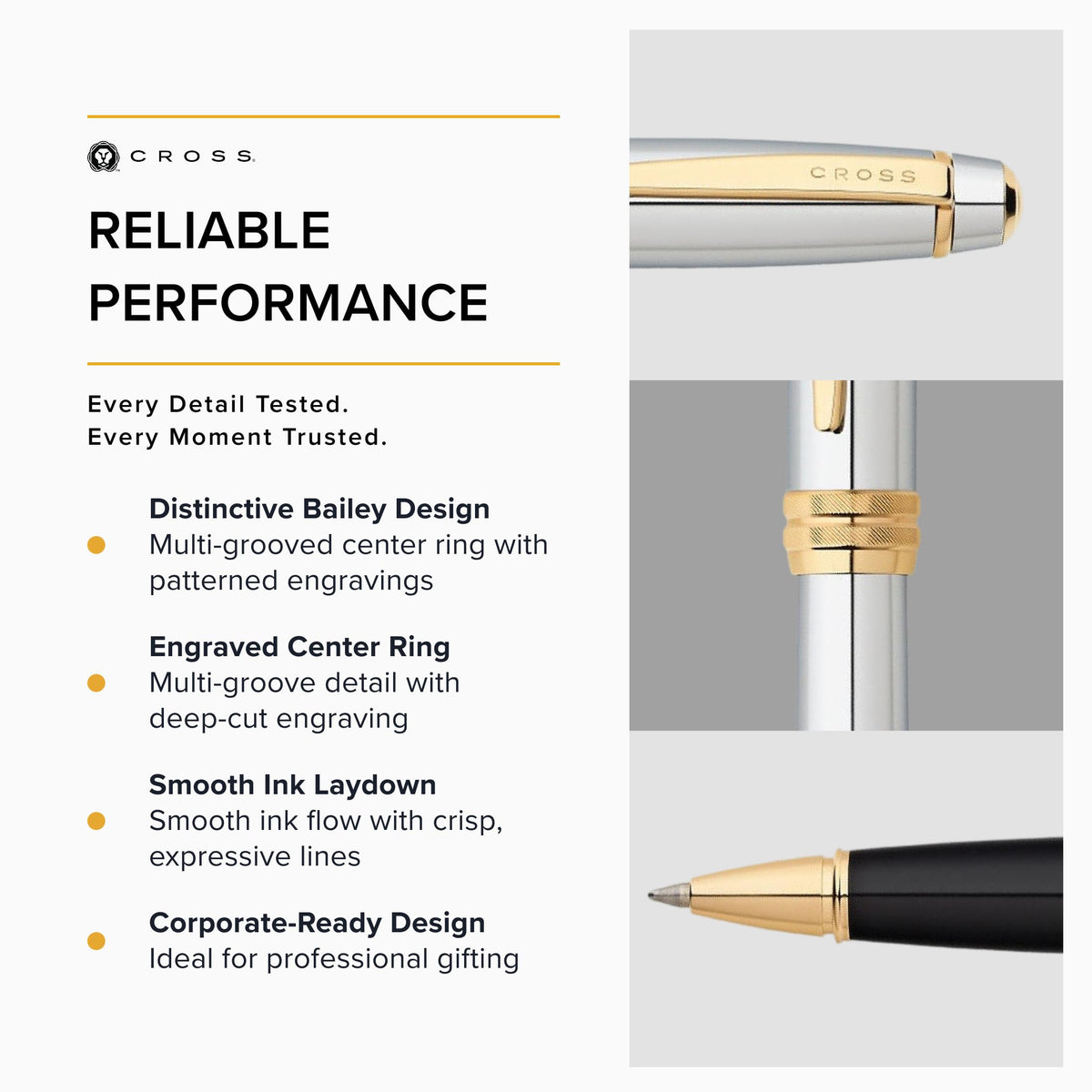 Cross Bailey Medalist Rollerball Pen, Medium Point, Black Ink