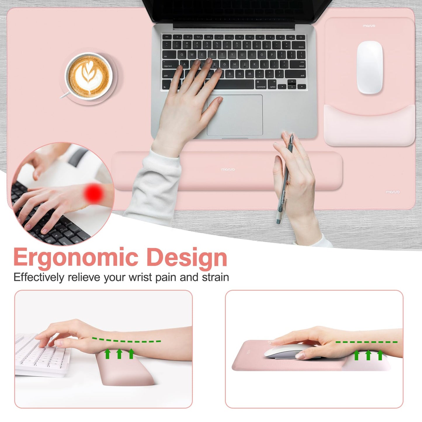 MOSISO Keyboard Mouse Pad Set, Large Gaming Mouse Pad&Keyboard Wrist Rest