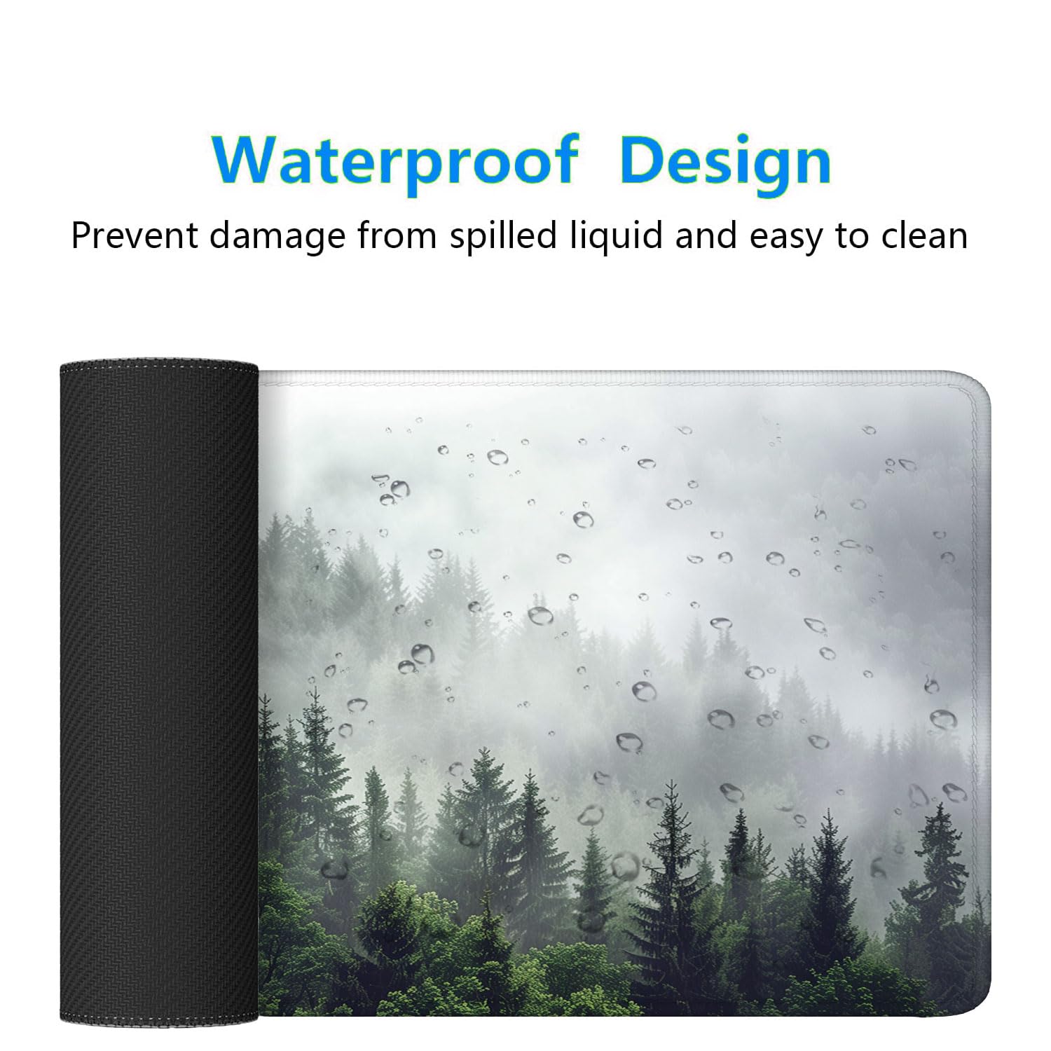 Misty Forest Gaming Mouse Pad Desk Pad Nature Fir Tree Woodland Large Gaming Mouse Mat with