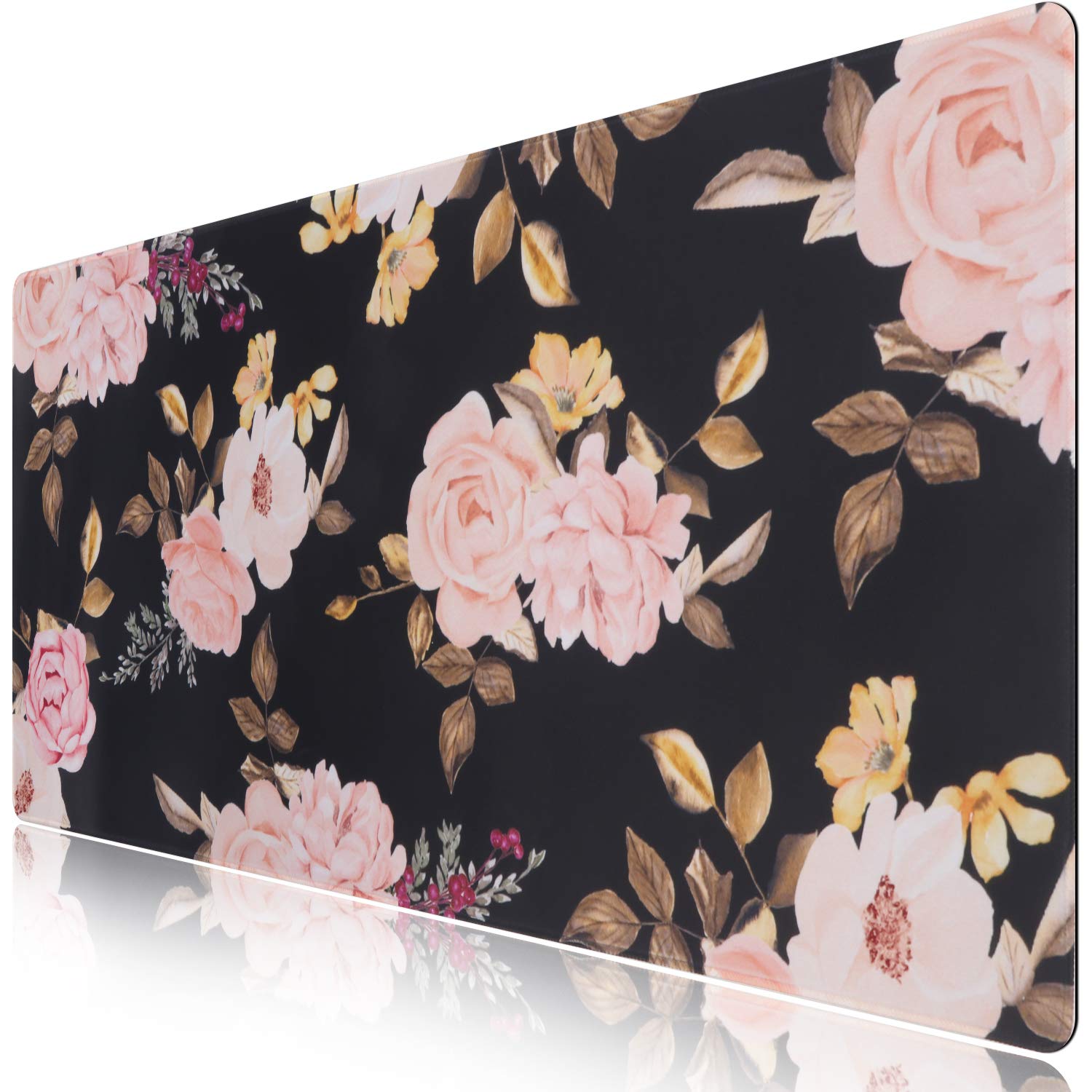 iCasso Extended Gaming Mouse Pad,XXL Desk Pad,Peony