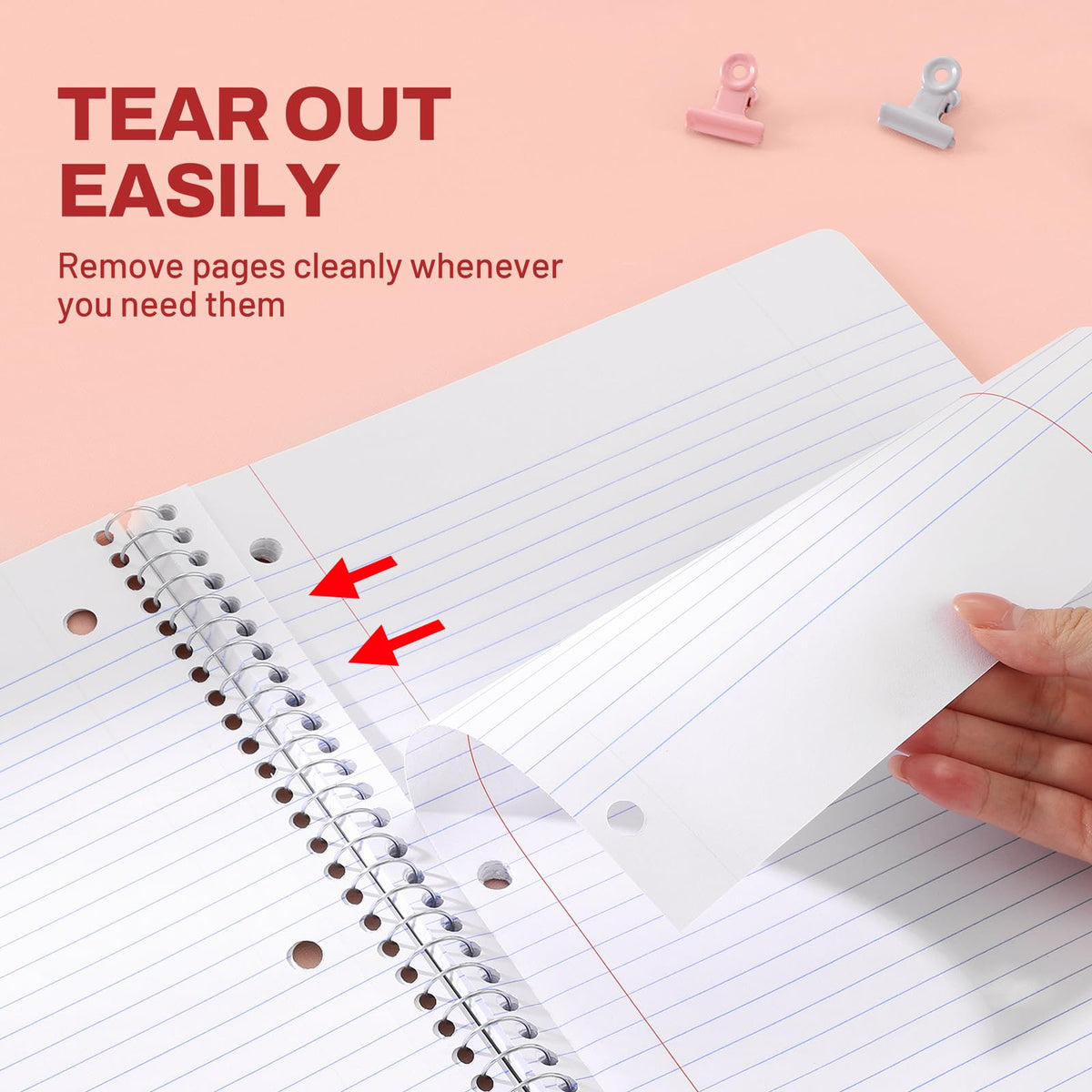 SUNEE Spiral Notebooks, 3 Pack, 1-Subject, College Ruled Paper, 8" x 10-1/2", 70 Sheets per
