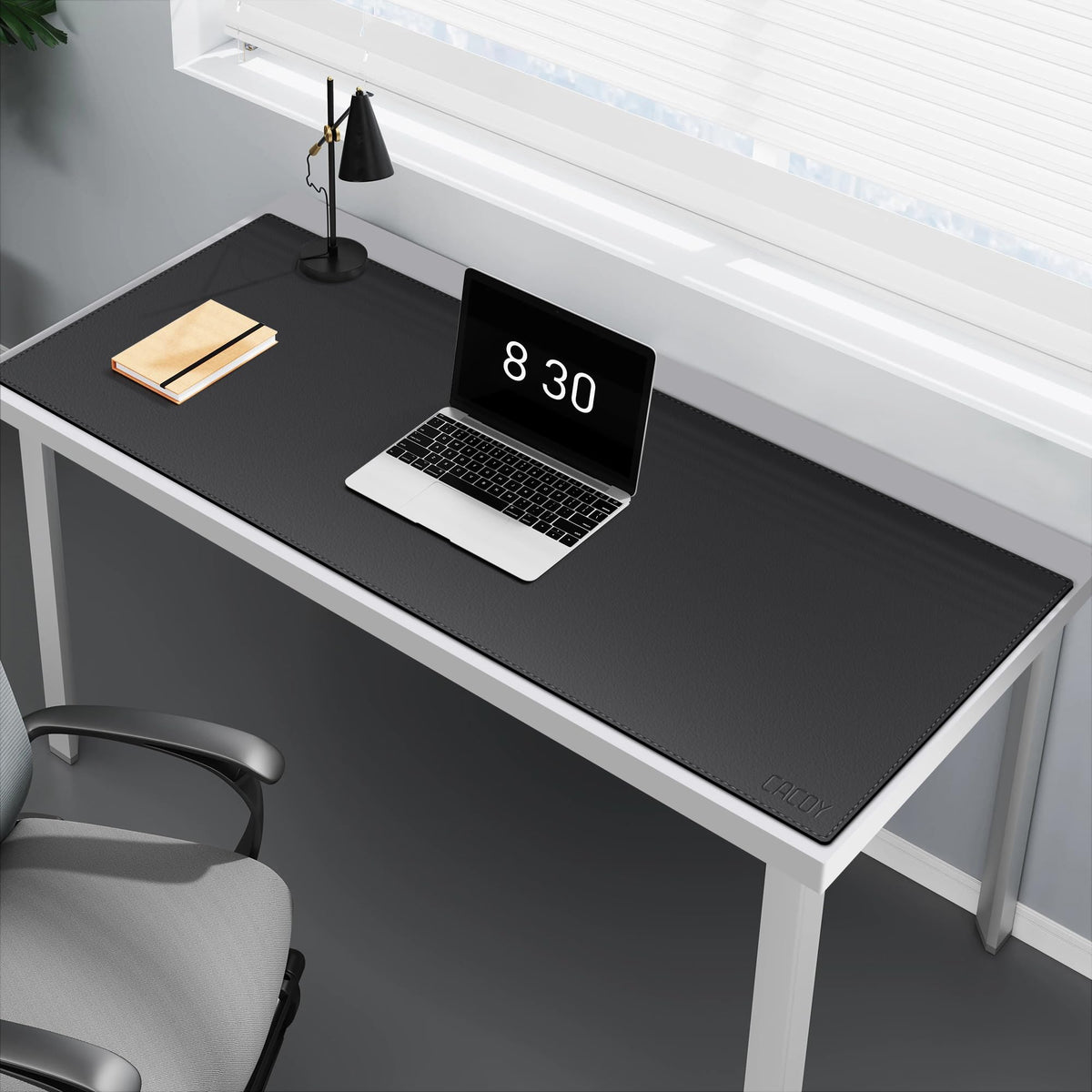 Cacoy 48"x20" Leather Desk Pad Blotter, Waterproof Desk Mat Protector,Black