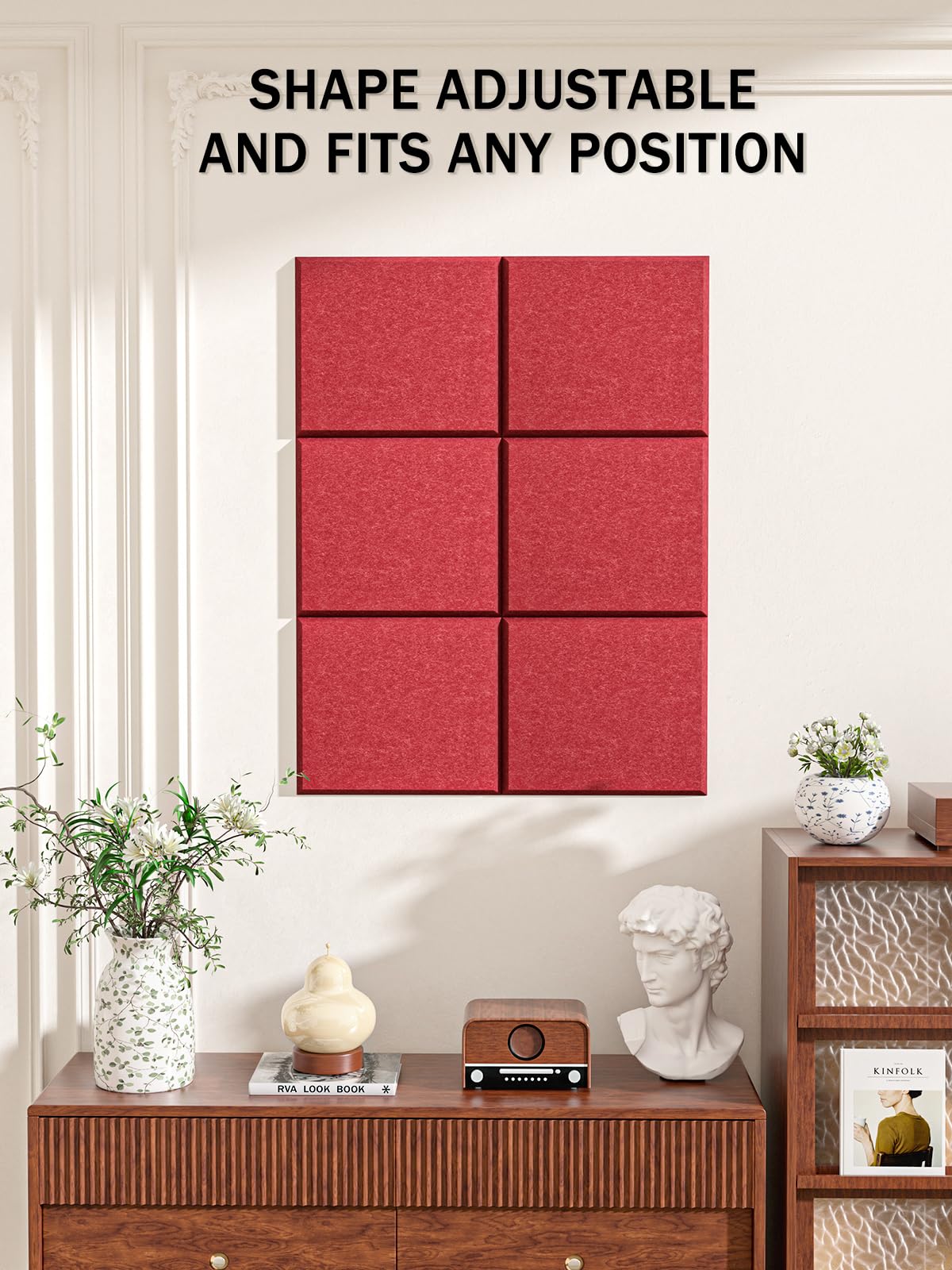 Hsurbtra Cork Board for Wall 24 x 18 Inch, 6 Pack Felt Bulletin Notice Board with Pushpins for