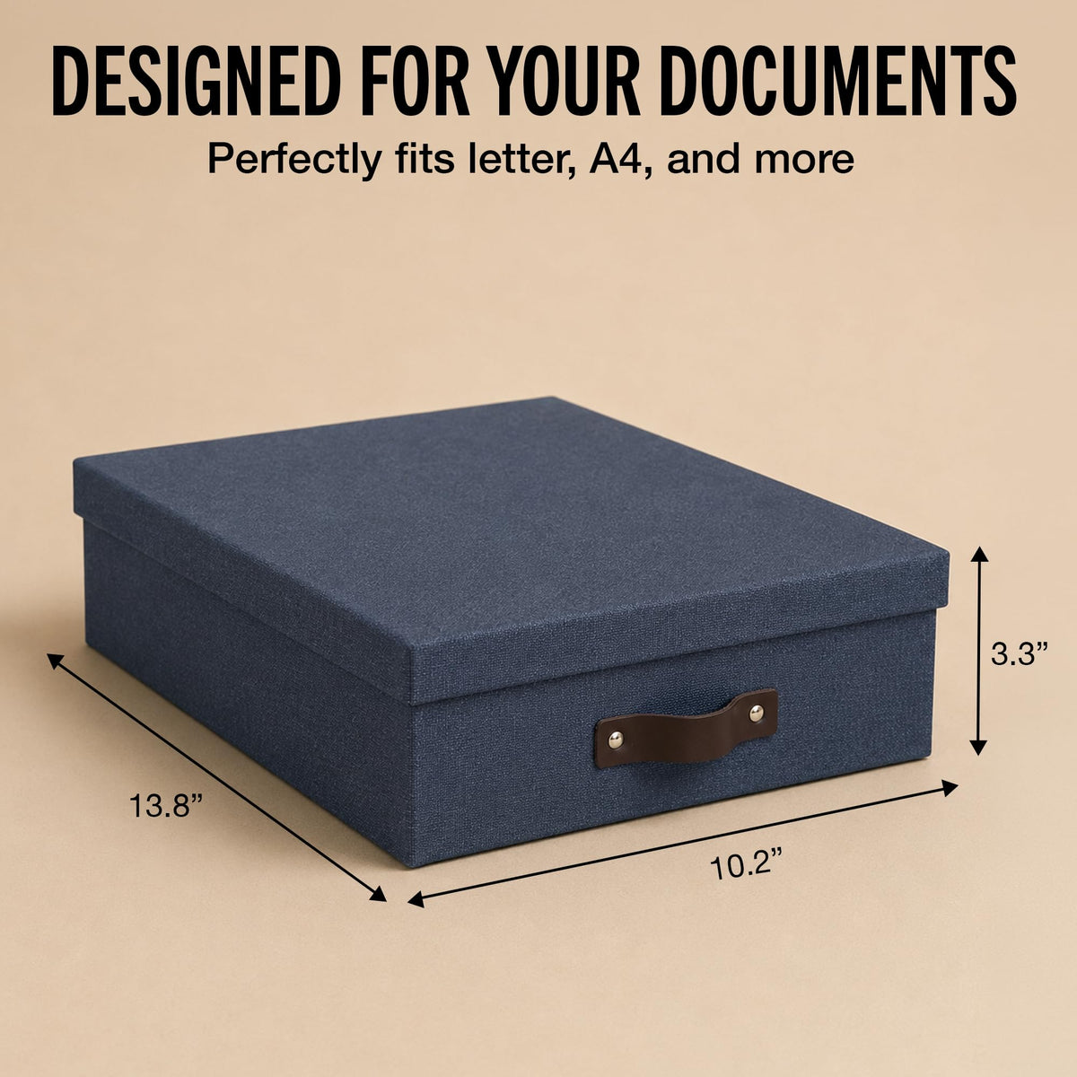 Bigso Oskar Canvas Fiberboard Document Letter Box - File Organizer Box for Important Paperwork