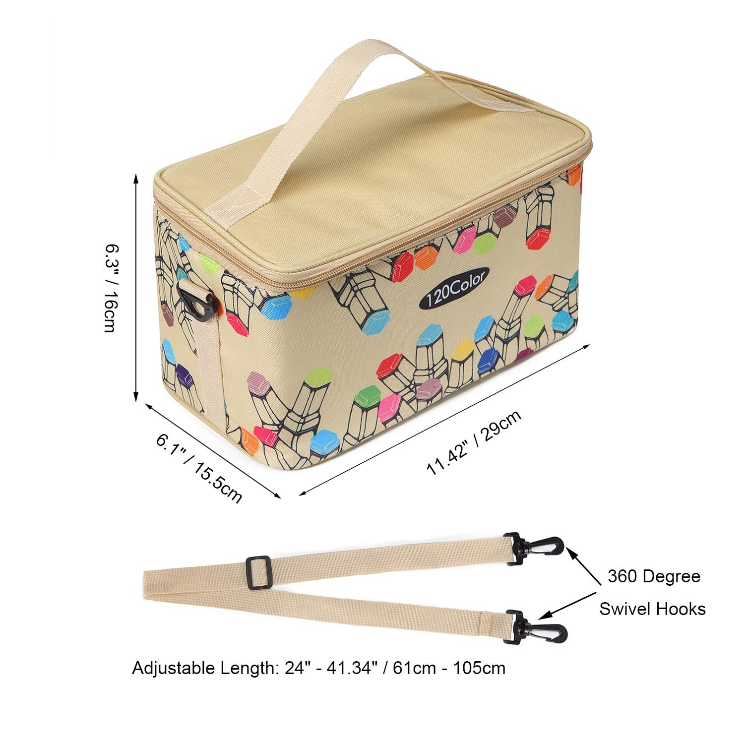 Toprema New Marker Pen Case Holder for 120 Markers Organizer Multifunctional Zipper Storage