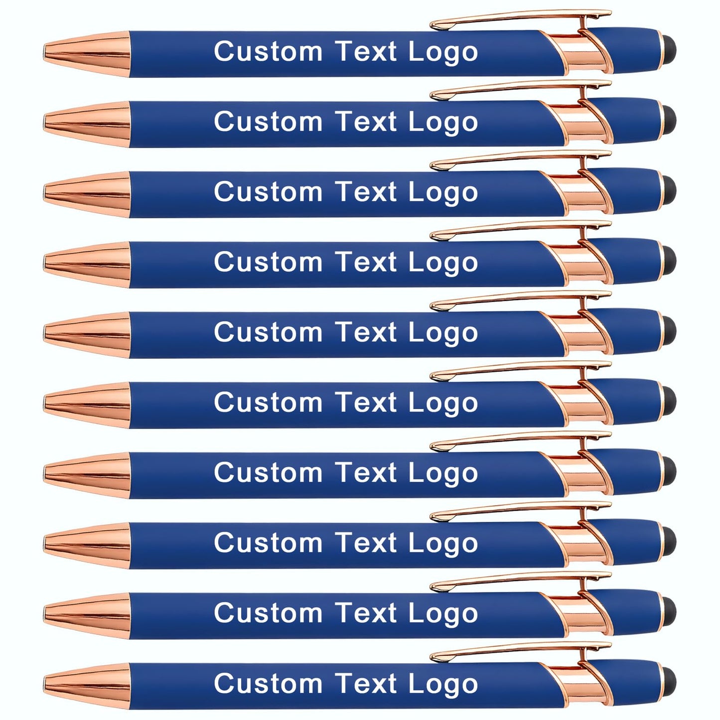 HEYZARDA Personalized Pens Ballpoint with Stylus, Lake Blue, 10 Pcs