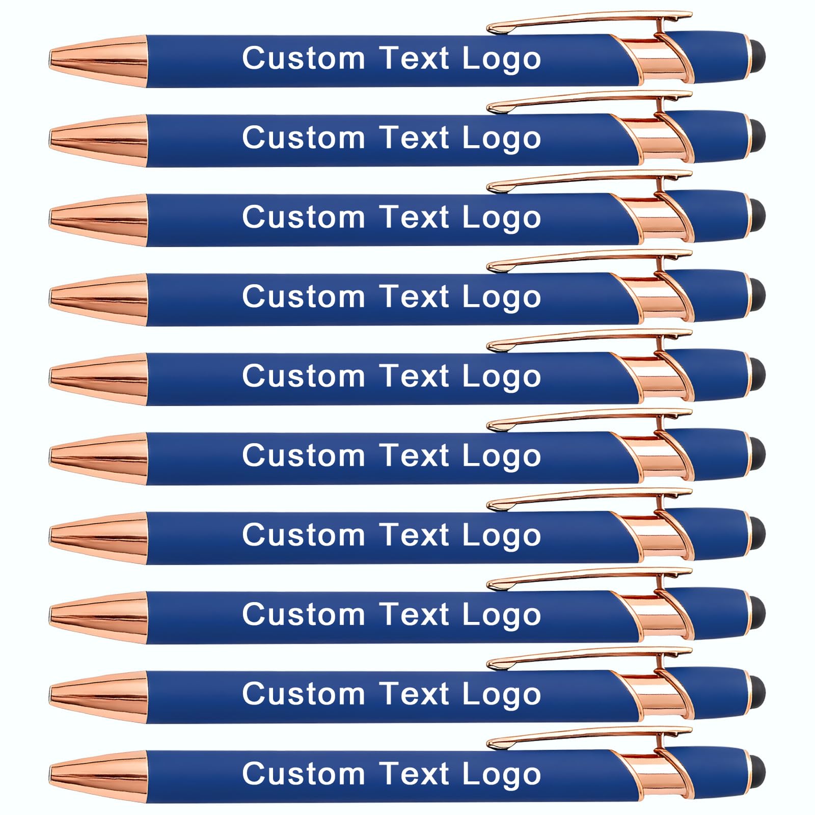 HEYZARDA Personalized Pens Ballpoint with Stylus, Lake Blue, 10 Pcs